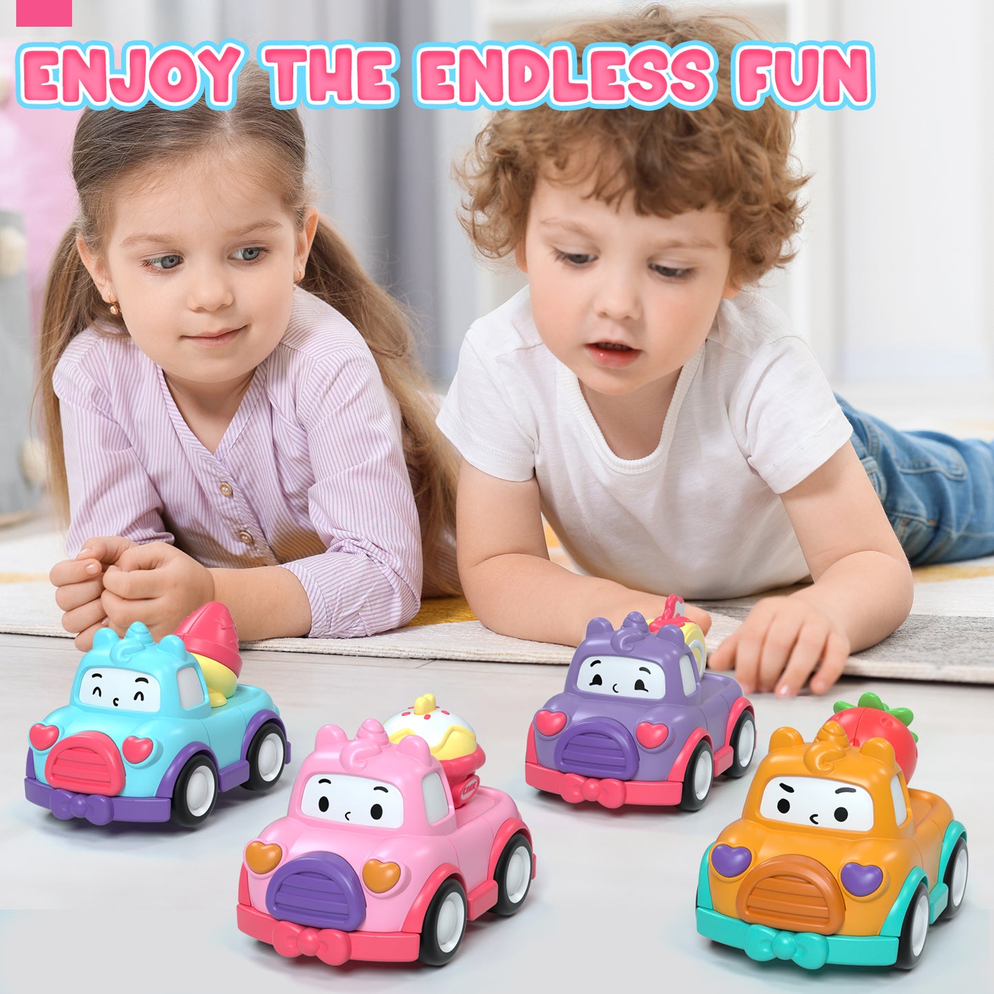 Toys for 1 Year Old Girl Gifts, 6pcs Baby Girl Toy Cars 12 Month Car Toys, Pink Play Cars for Girls 12-18 Months, Toy Cars For Toddlers for Infant 1 2 3 Year Old Girl 1st Birthday Gift