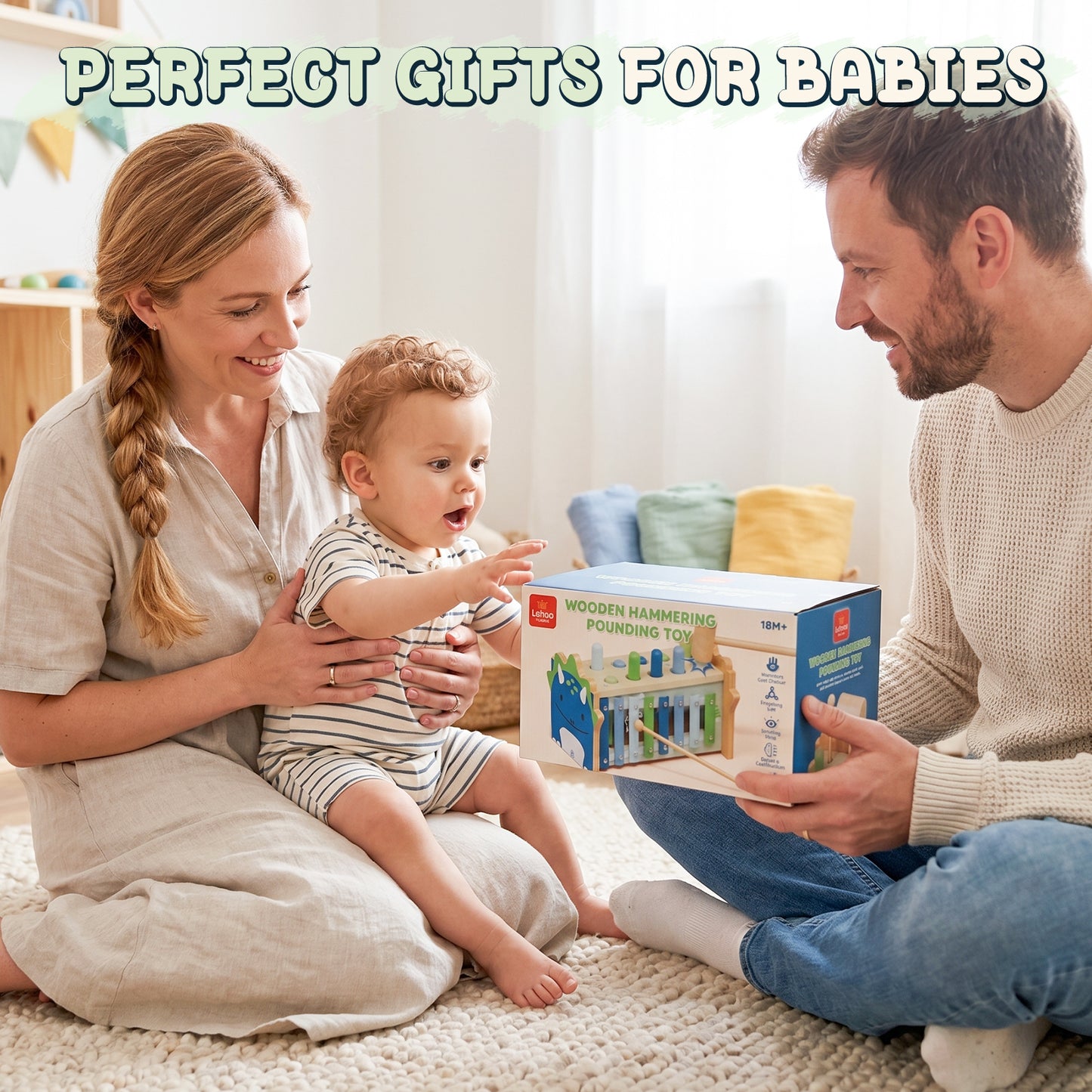Montessori Toys for 1 Year Old, Wooden Montessori Learning Toys for Toddler, Hammering Pounding Toy with Xylophone, Dinosaur Toys, Wood Preschool Learning Fine Motor Skills Game