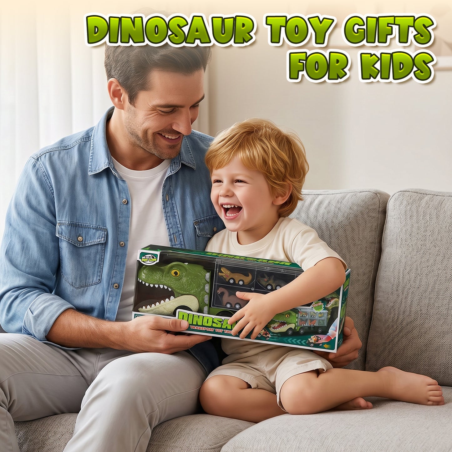13 in 1 Dinosaur Truck, Transport Dinosaur Carrier Truck with 8 Dinosaurs & 4 Cars & Sound, Dinosaur Toys for Boys, Toy Trucks for Boys 3 6 Years