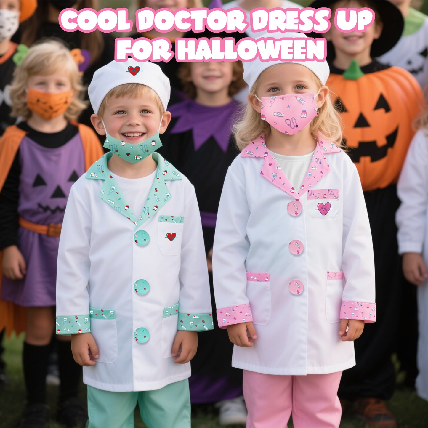 Doctor Costume Set for Kids, Pretend Play Doctor Dress up Clothes with Medical Accessories, Kids Doctor Costume Set Toy for Age 3 4 5 6 Boys Girls - Pink