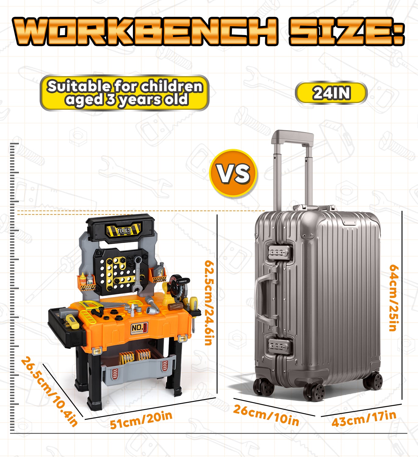 Lehoo Castle Kids Tool Bench with Construction Vehicle, Realistic Toy Tools Sets with Wrenches, Screwdrivers, Gear Table and Storage, Toddler Tool Bench Learning Gift for Boys Age 2 3 4 5