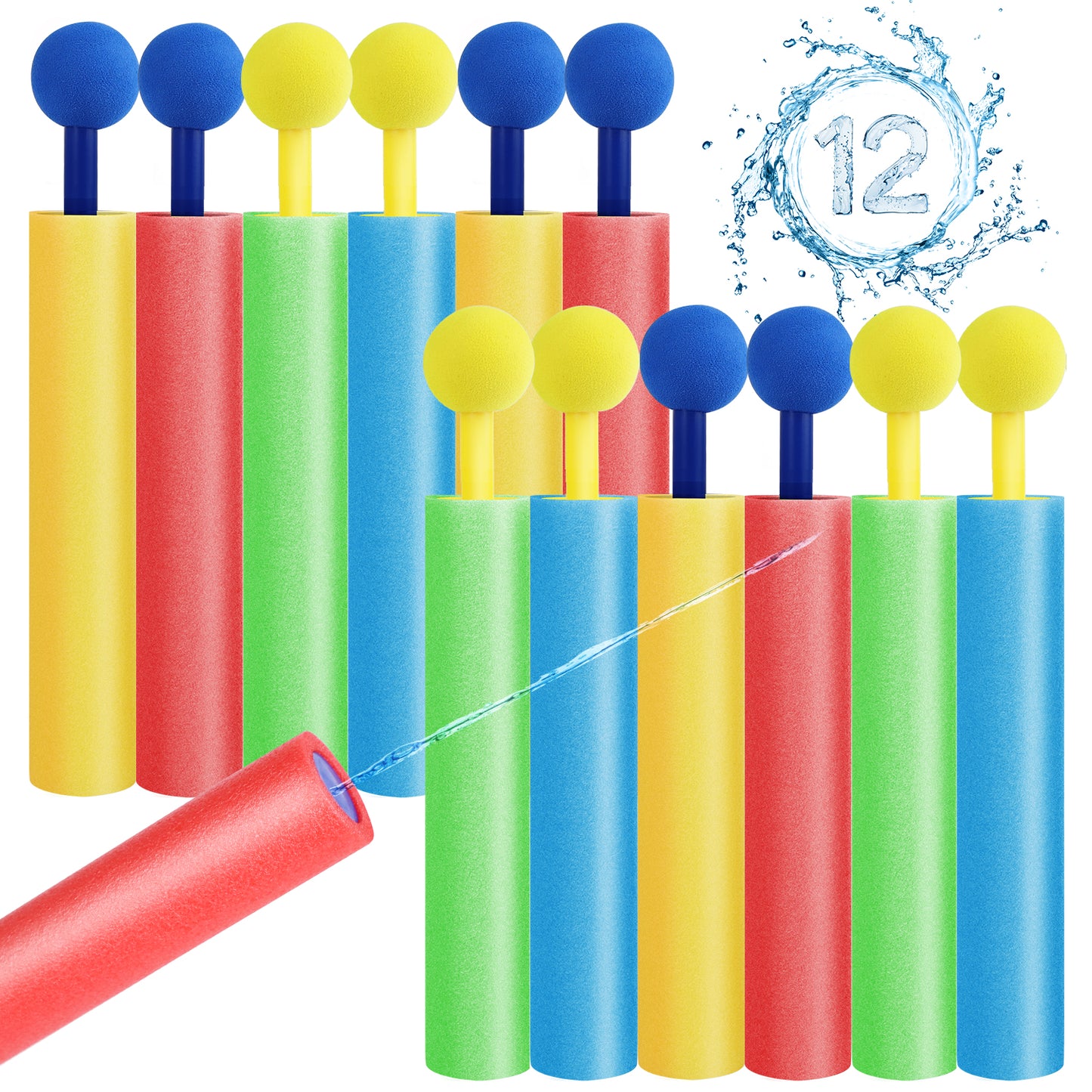 Lehoo Castle Water Squirter for Kids-12 Pack 35ft Range Water Shooter Water Blaster for Kids Foam Pool Water Gun