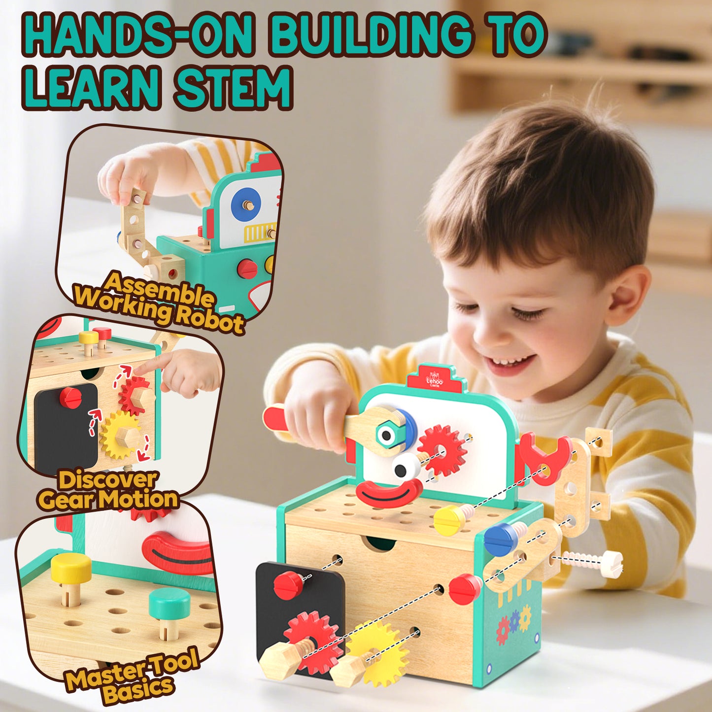 Lehoo Castle Robot Toddler Tool Set, Pretend Play Kids Toys, Toy Construction Tools for Kids Ages 3 4 5 6 7 8 Years Old
