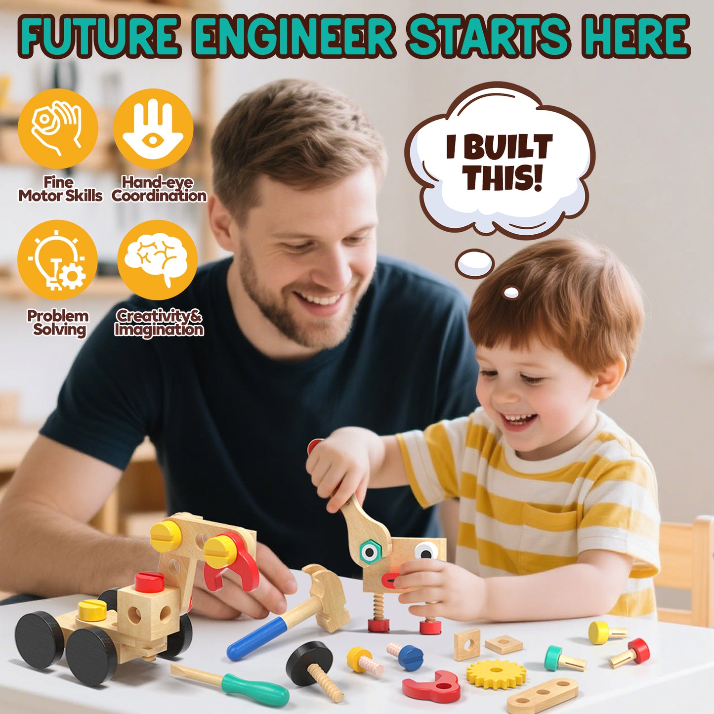 Lehoo Castle Robot Toddler Tool Set, Pretend Play Kids Toys, Toy Construction Tools for Kids Ages 3 4 5 6 7 8 Years Old