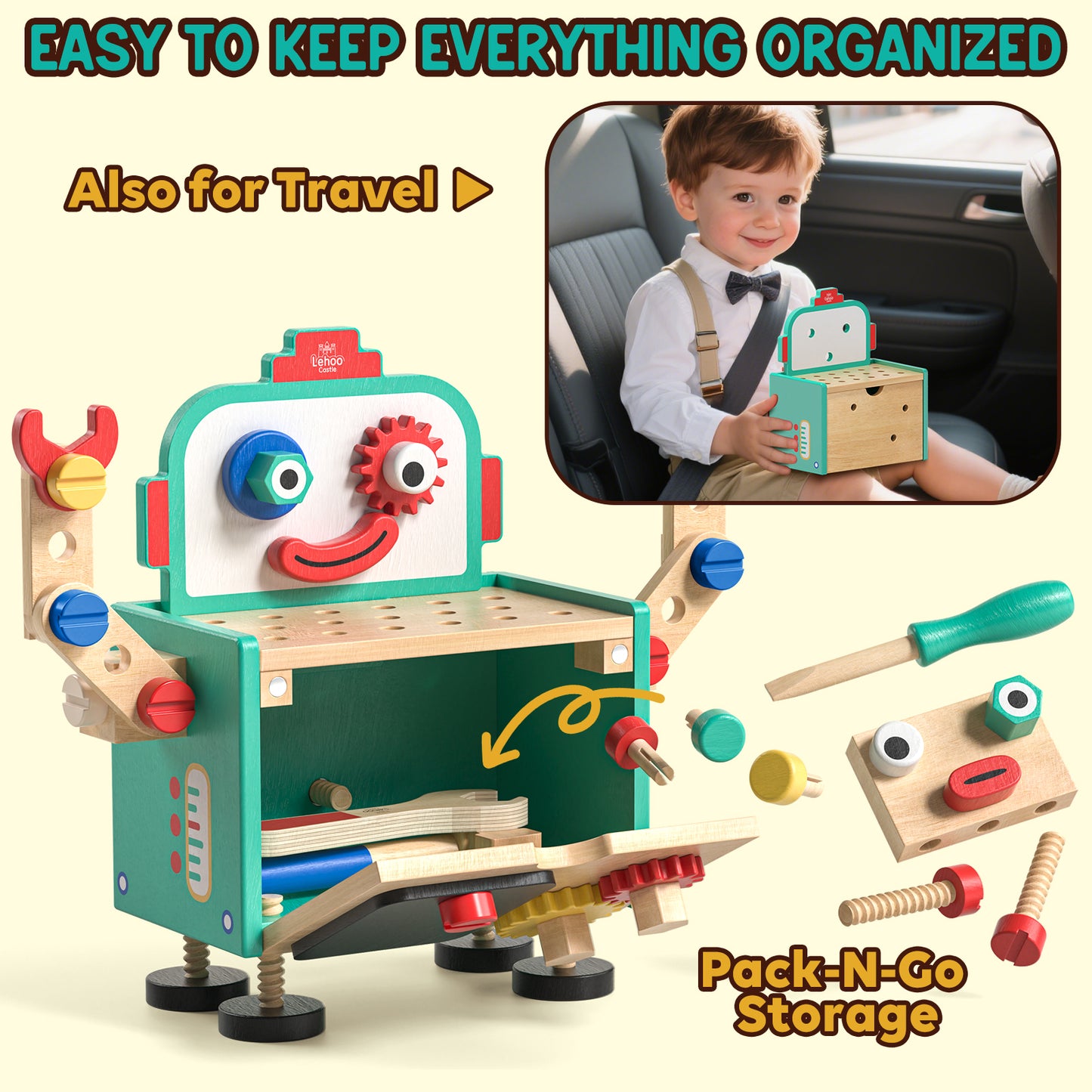Lehoo Castle Robot Toddler Tool Set, Pretend Play Kids Toys, Toy Construction Tools for Kids Ages 3 4 5 6 7 8 Years Old