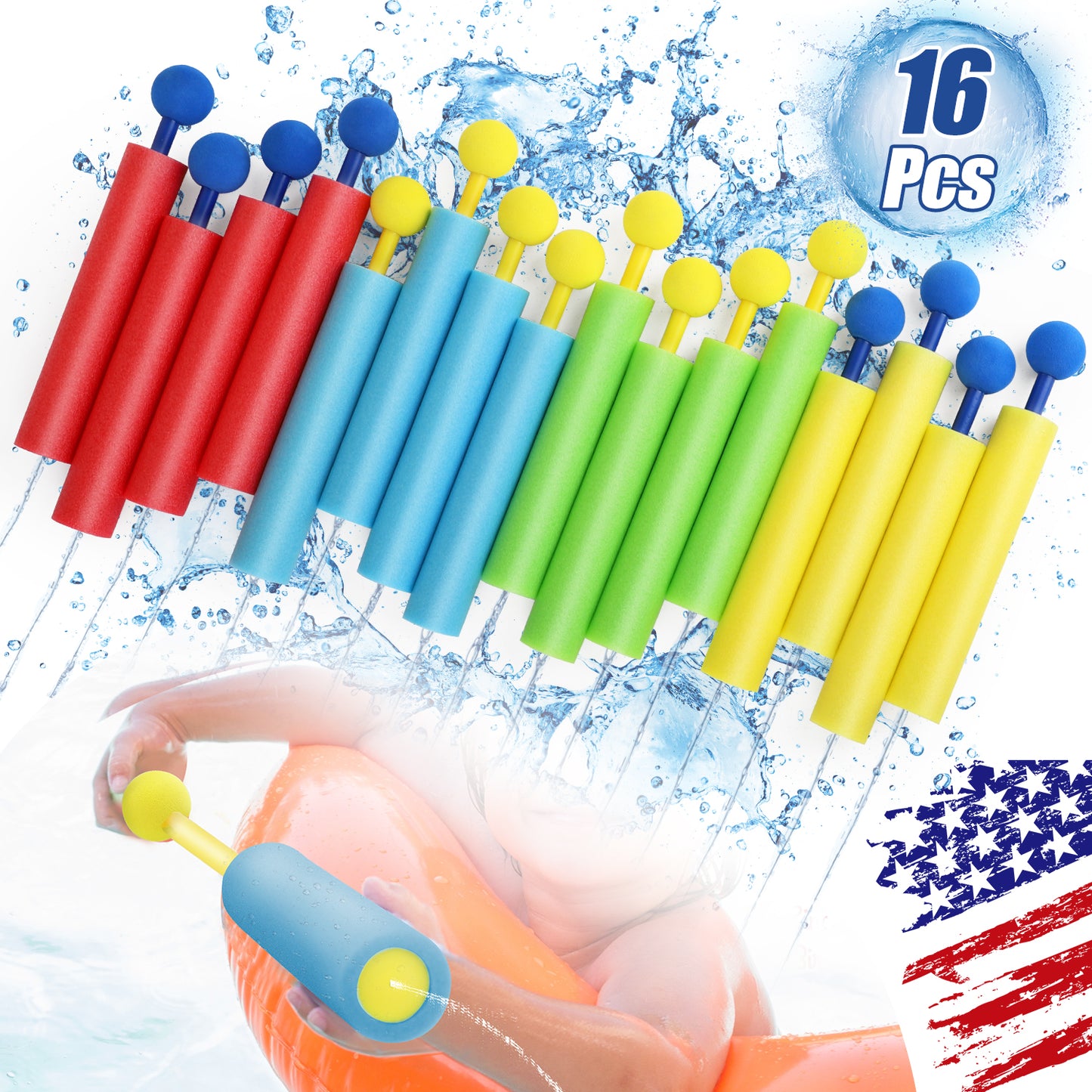 Lehoo Castle Water Squirter for Kids-16 Pack 35ft Range Water Shooter Water Blaster for Kids Foam Pool Water Gun