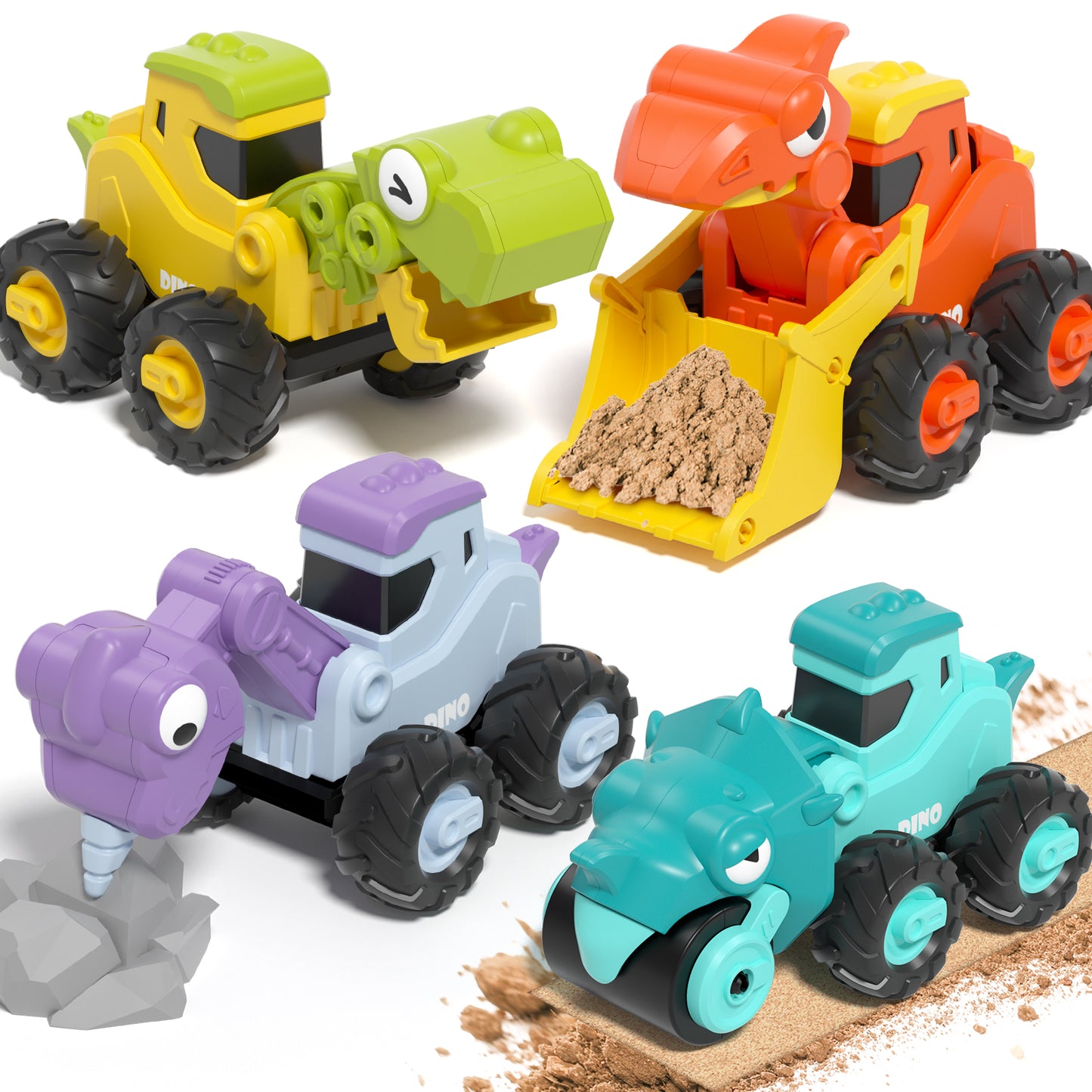 Toys for 1 2 3 Year Old Boy Girl, Construction Vehicle Dinosaur Toy Cars For Toddlers, Press And Go Toy Cars, Pull Back Cars Baby Toys
