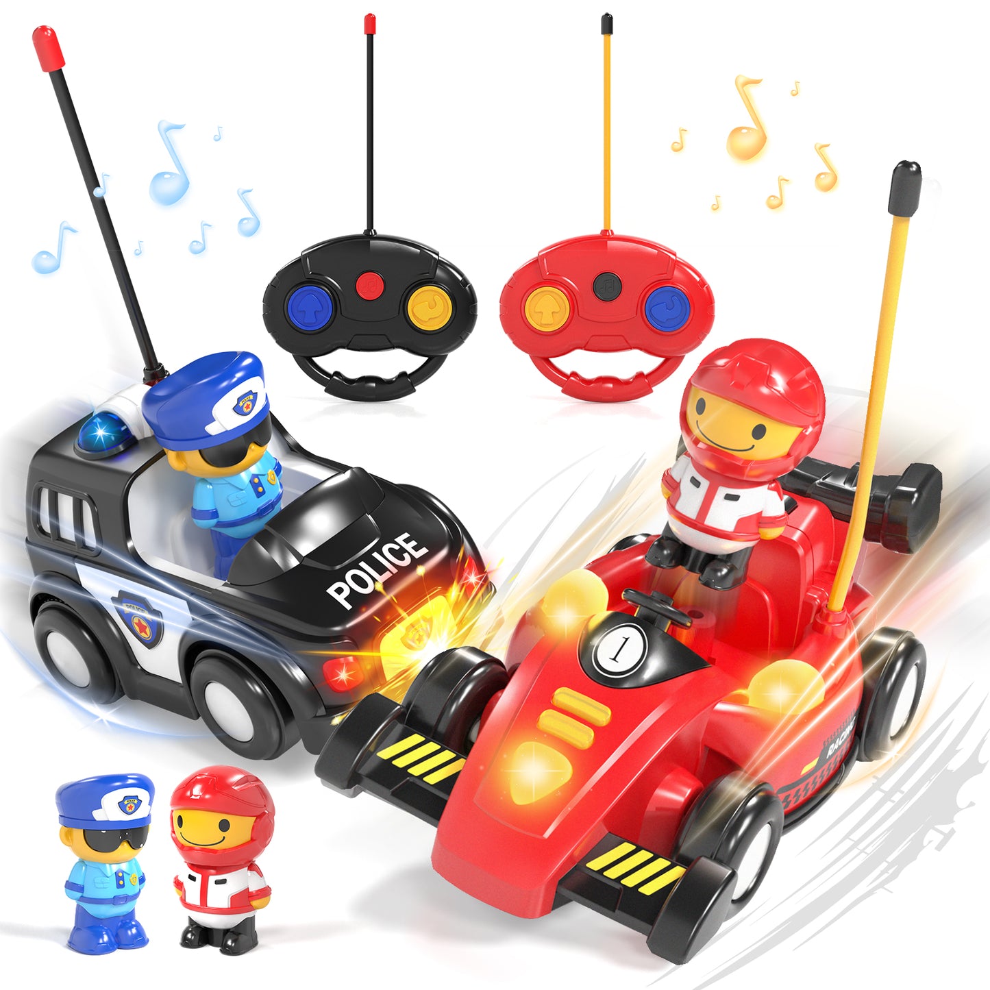 Remote Control Cartoon Cars for Toddlers, Race RC Car - Toys for 2 3 4 5 Year Old Boy - Easter Birthday Toy Gift Ideas for Toddler