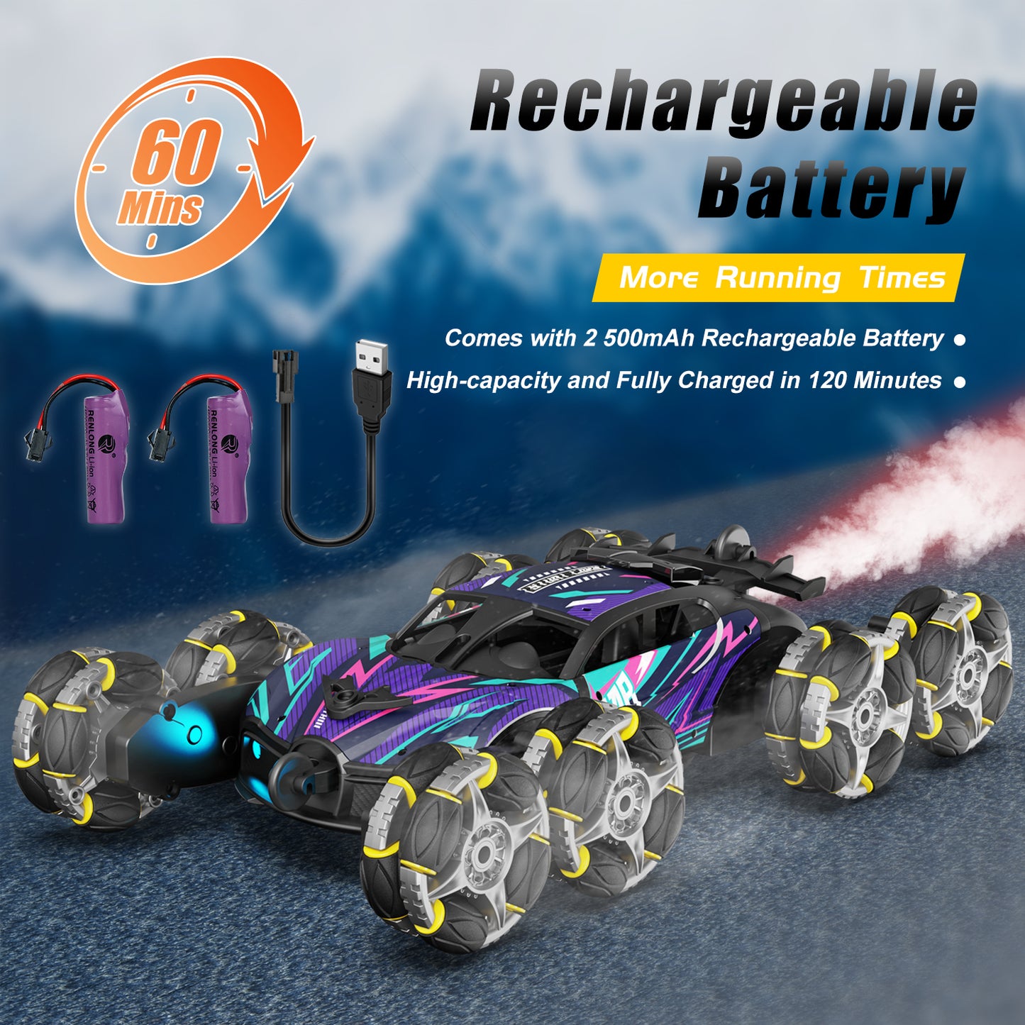 Remote Control Cars, 8WD RC Stunt Cars Toys for 6 7 8 9 10 Year Old Girl Boys, Transform Drift Climbing Racing Vehicle with with Spray, Light & Sound for Kid Age 8-12 Toys Birthday