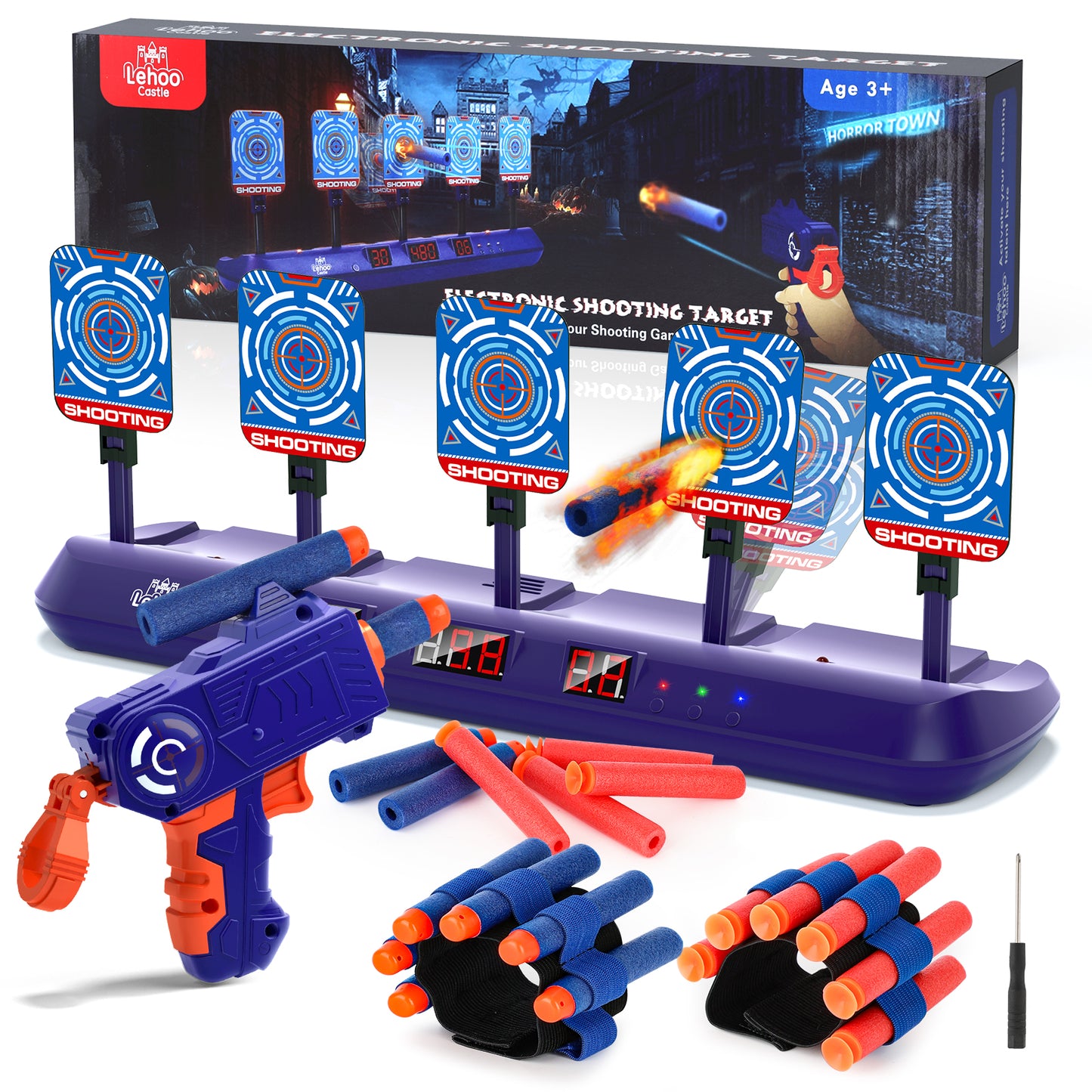 Digital Shooting Targets with Foam Dart Toy Gun, 5 Targets for Nerf Shooting Practice