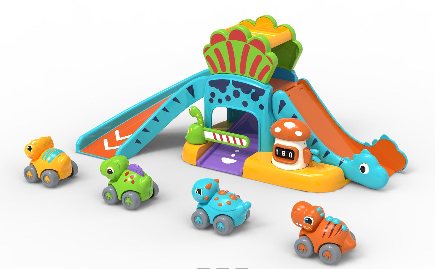 Toys for 1 Year Old, Toddler Toys, Toy Car for Toddlers, 5 in 1 Elephant Slide & Parking with 4 Push and Go Toy Cars, Baby Toys, Learning Educational Toys for 1 2 3 Year Old Boys Girls Best Gifts