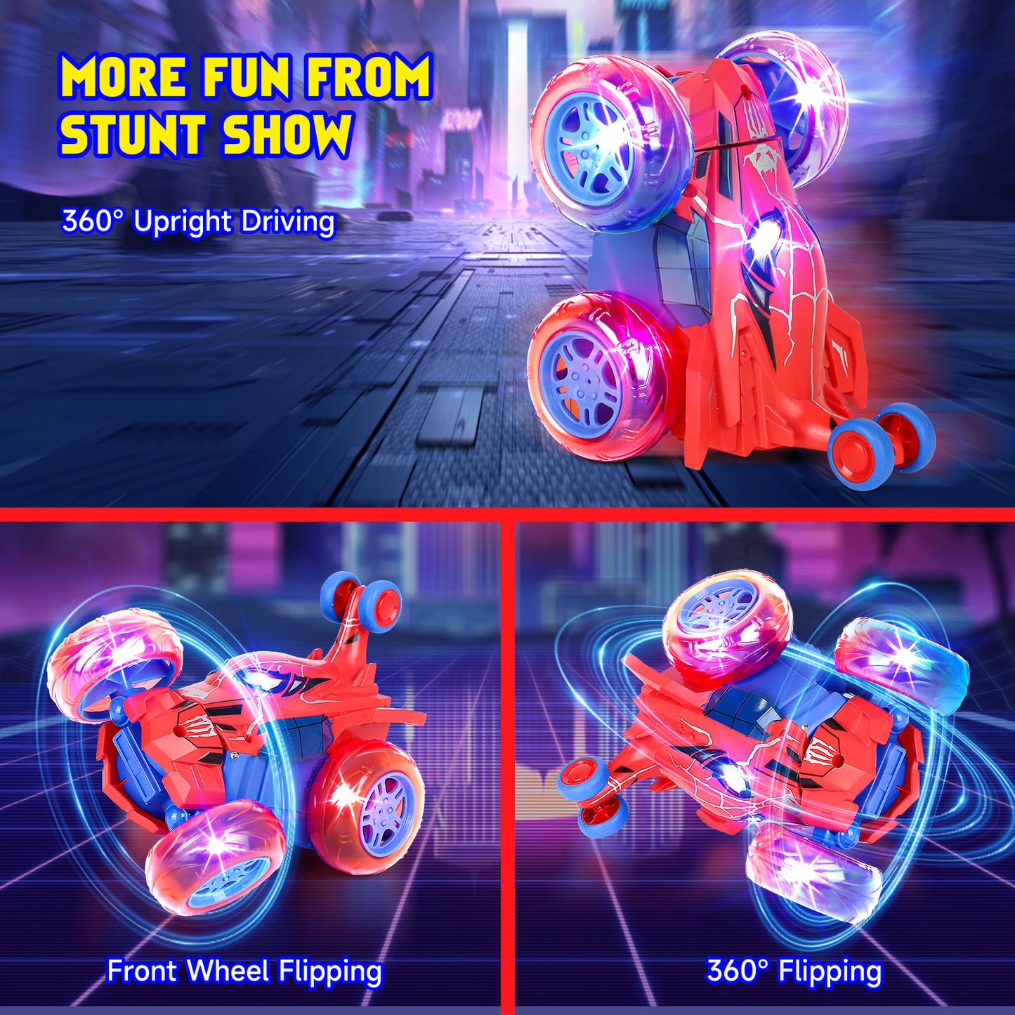 Remote Control Car RC Cars Toys for Boys 3 4 5 6 7 8 9 10 Year Old Girl Boys, 2.4Ghz Fast Stunt with Cool Light for Kids Birthday Chritmas