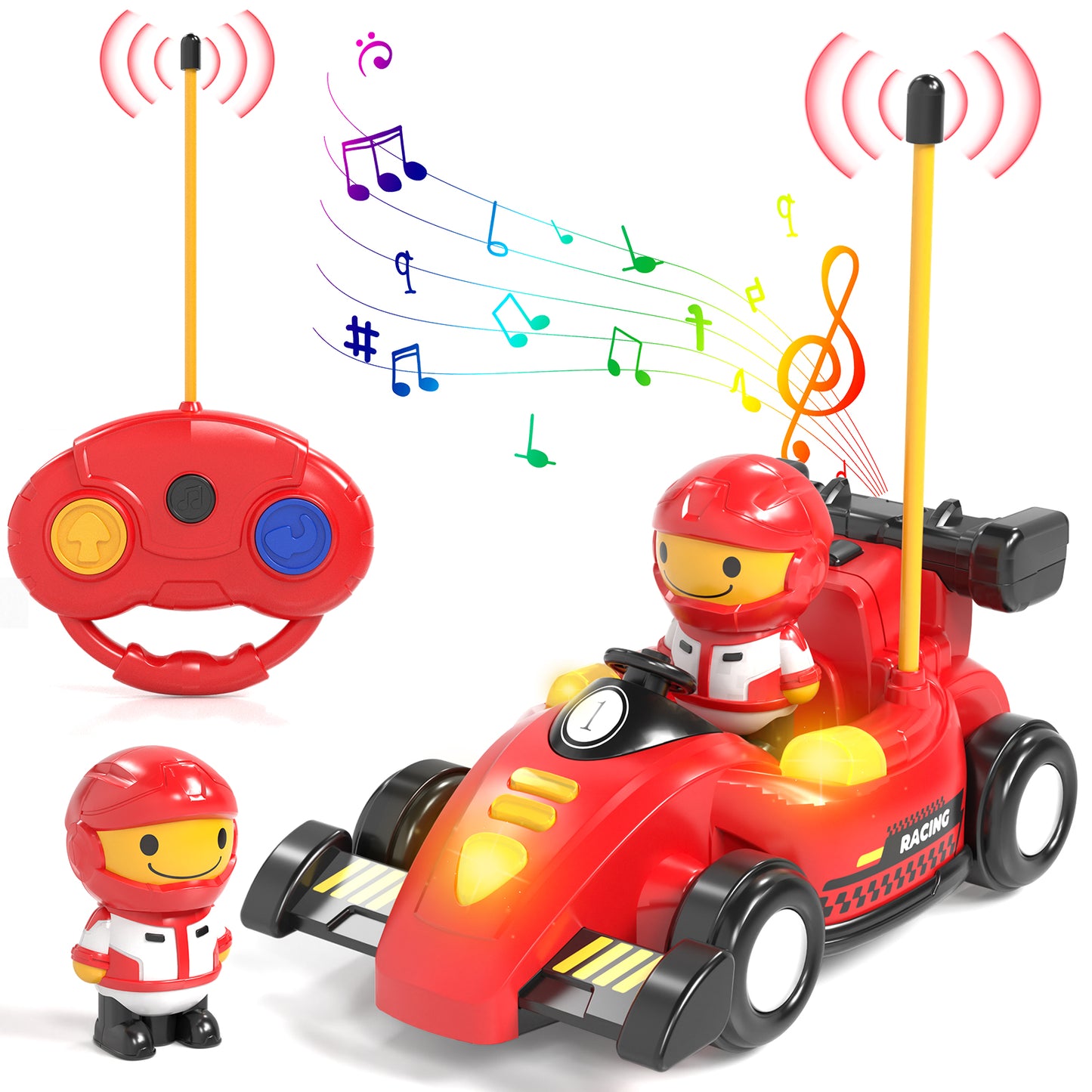 Remote Control Cartoon Cars for Toddlers, Race RC Car - Toys for 2 3 4 5 Year Old Boy - Easter Birthday Toy Gift Ideas for Toddler