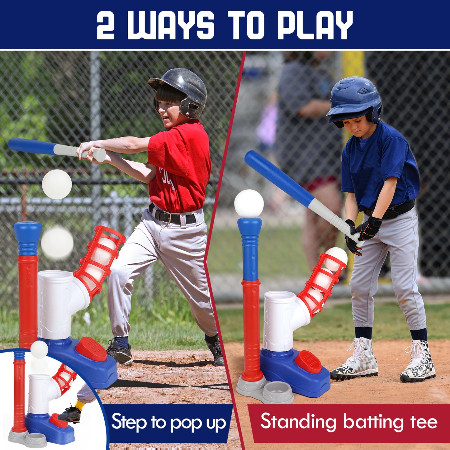 T Ball Set Toys for Kids Boys 3-5, Kids Baseball Toys Includes 6 Balls, for Age 3 to 6, Toddler Baseball Game Sports & Outdoors Toys, Auto Ball Launcher