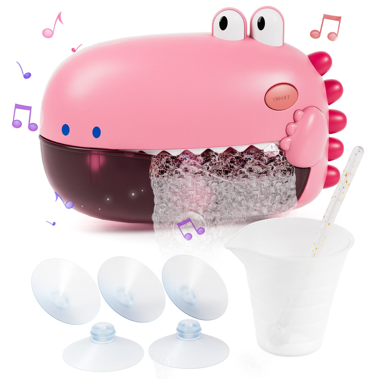 Lehoo Castle Baby Dinosaur Bath Toys, Bubble Machines with Music, Bathtub Toys with 250ML Capacity