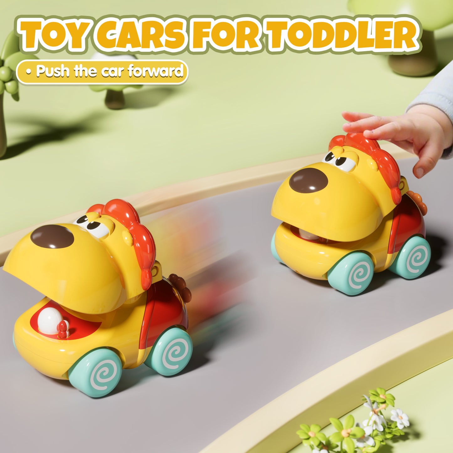 Toys for 1 Year Old, Baby Car Toy, 4 Pcs Pull Back Animal Car Toy for 12-18 Months, Baby Car Toy for 1 2 3 Year Boys Girls