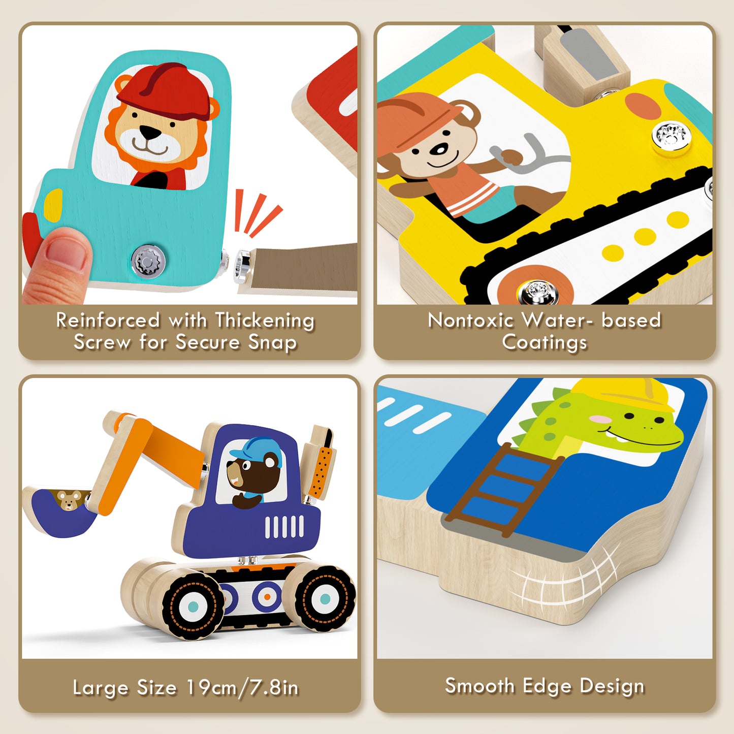 Toys for Boys 3 + Years Old, Construction Toys for Boys 3 6 Years, Construction Vehicle Take Apart Toys Cars For Toddlers, Wooden Cars Toys, Learning Educational Toys for Kids Birthday Gifts