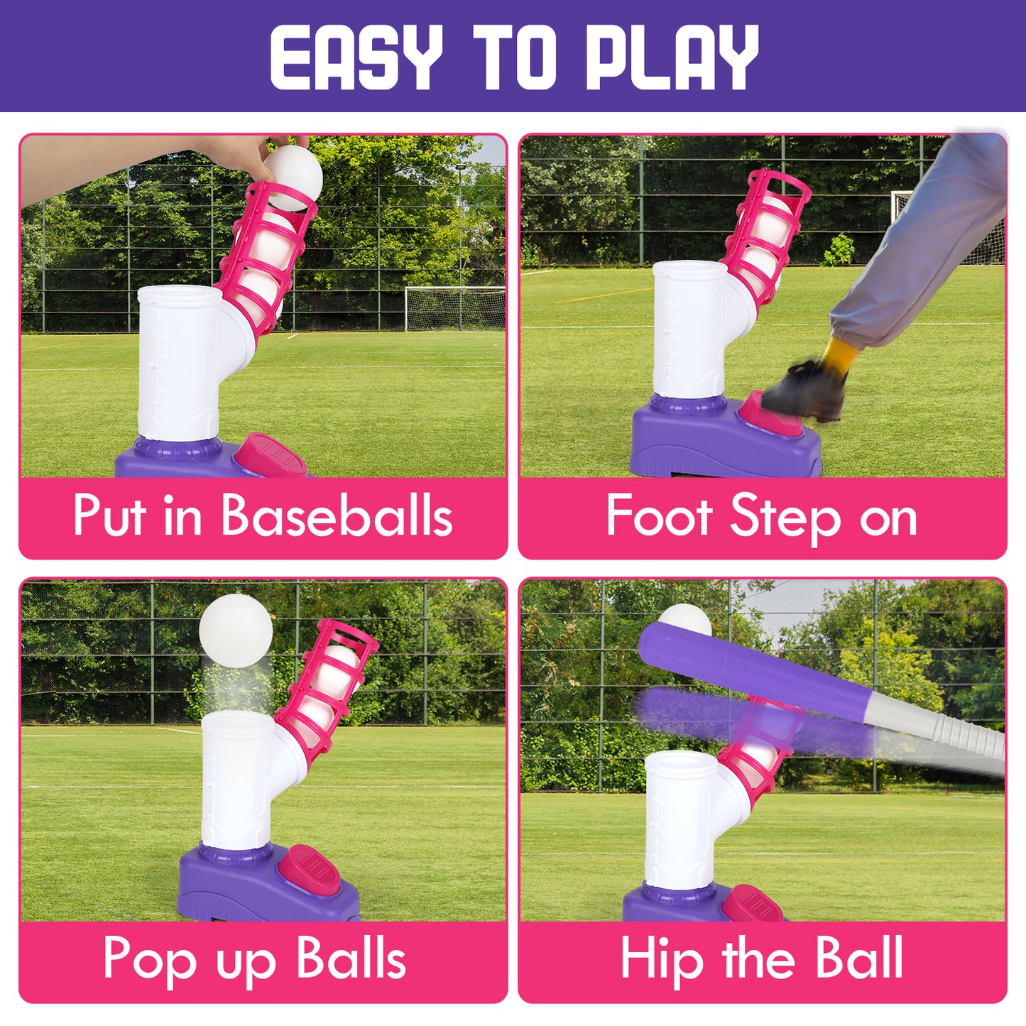 T Ball Set Toys for Kids Boys 3-5, Kids Baseball Toys Includes 6 Balls, for Age 3 to 6, Toddler Baseball Game Sports & Outdoors Toys, Auto Ball Launcher