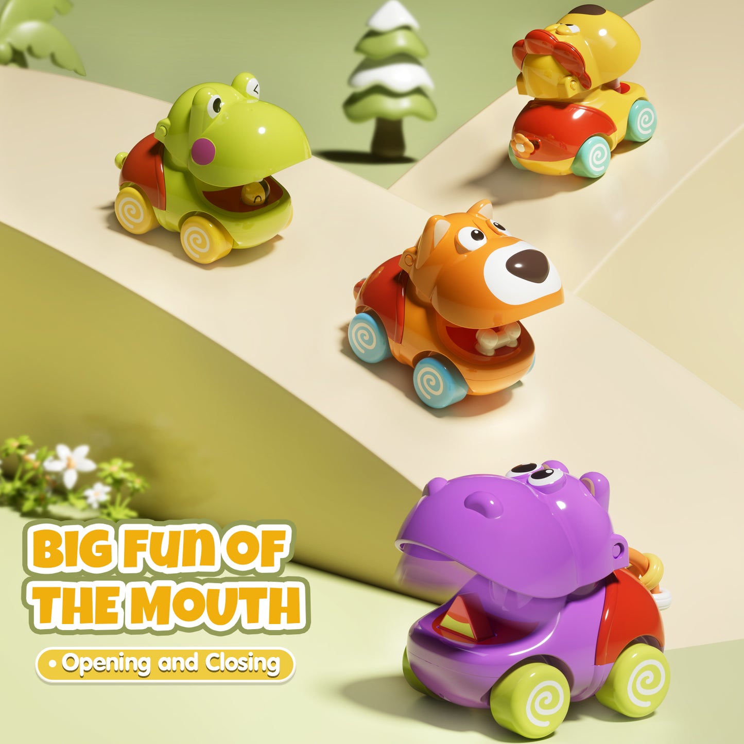 Toys for 1 Year Old, Baby Car Toy, 4 Pcs Pull Back Animal Car Toy for 12-18 Months, Baby Car Toy for 1 2 3 Year Boys Girls