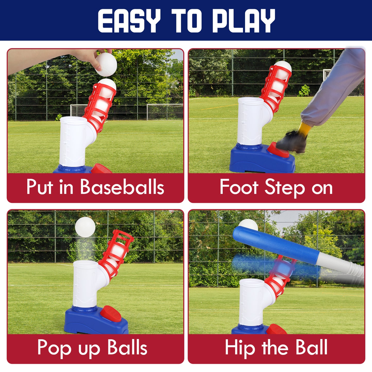 T Ball Set Toys for Kids Boys 3-5, Kids Baseball Toys Includes 6 Balls, for Age 3 to 6, Toddler Baseball Game Sports & Outdoors Toys, Auto Ball Launcher