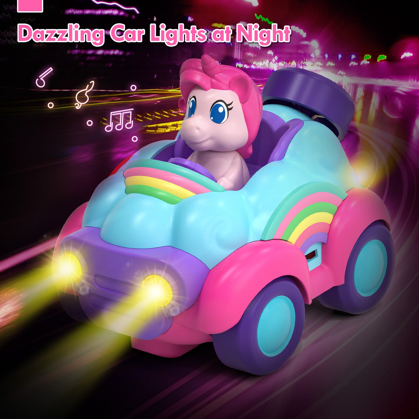 Remote Control Car for Toddlers, Rechargeable RC Cars for Toddler Toys 2-3, Toys for Ages 2-4 Unicorn with Lights & Music, 2 3 4 Year Old Boy Toys