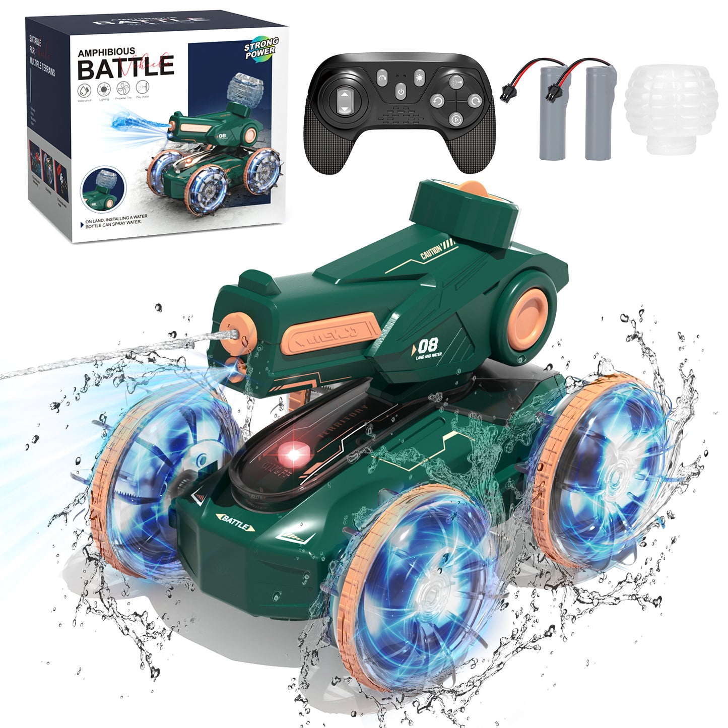 Remote Control RC Car Gifts for Kids 5 to 7 6 8 9 10 11 12 Years Old Boys Girls Birthday Gift - Water Pool Toys Waterproof 4WD Amphibious RC Gesture Stunt Boat with Lights