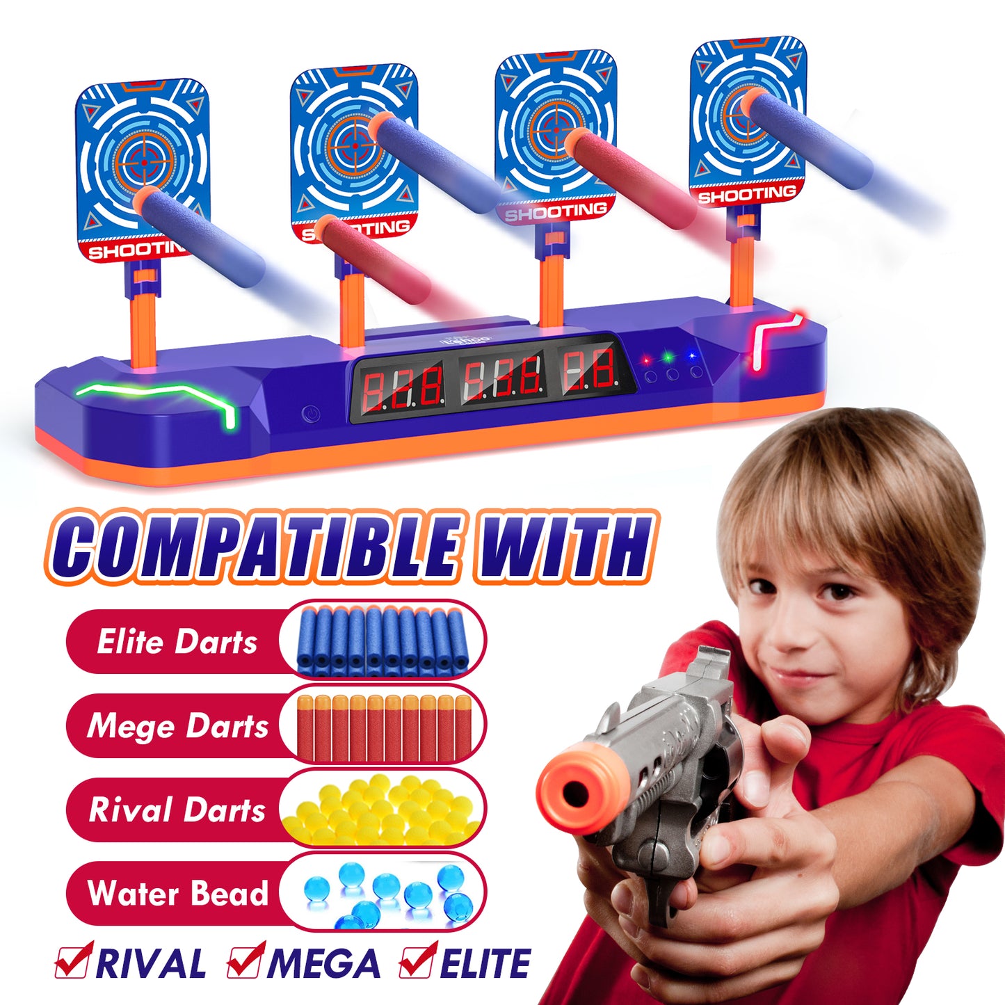 Shooting Targets for Nerf Guns, Digital Electronic Scoring Target for Kids, Auto Reset