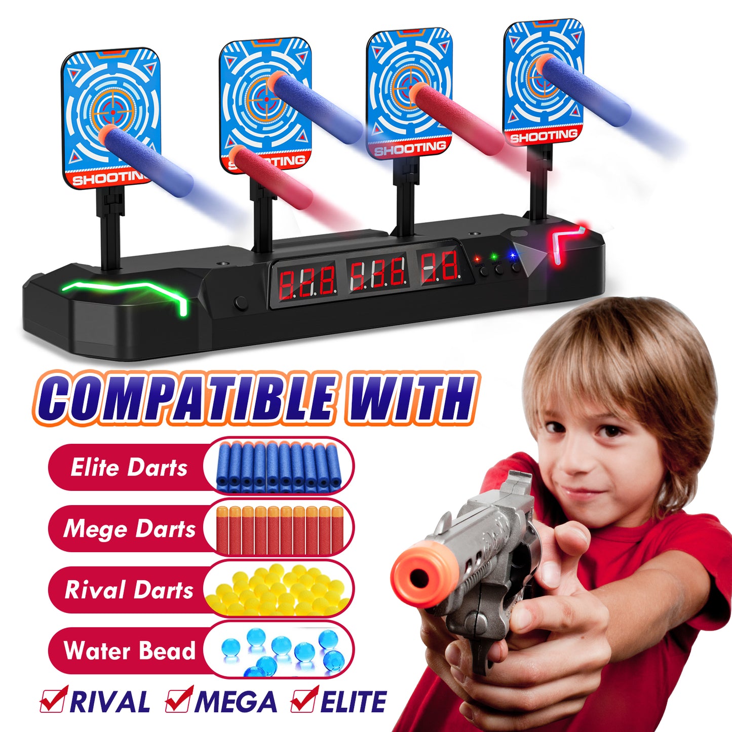 Shooting Targets for Nerf Guns, Digital Electronic Scoring Target for Kids, Auto Reset