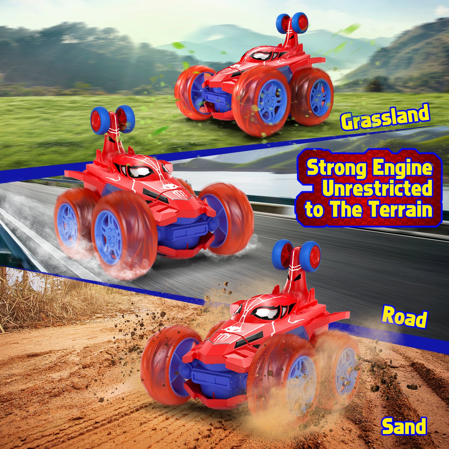 Remote Control Car RC Cars Toys for Boys 3 4 5 6 7 8 9 10 Year Old Girl Boys, 2.4Ghz Fast Stunt with Cool Light for Kids Birthday Chritmas