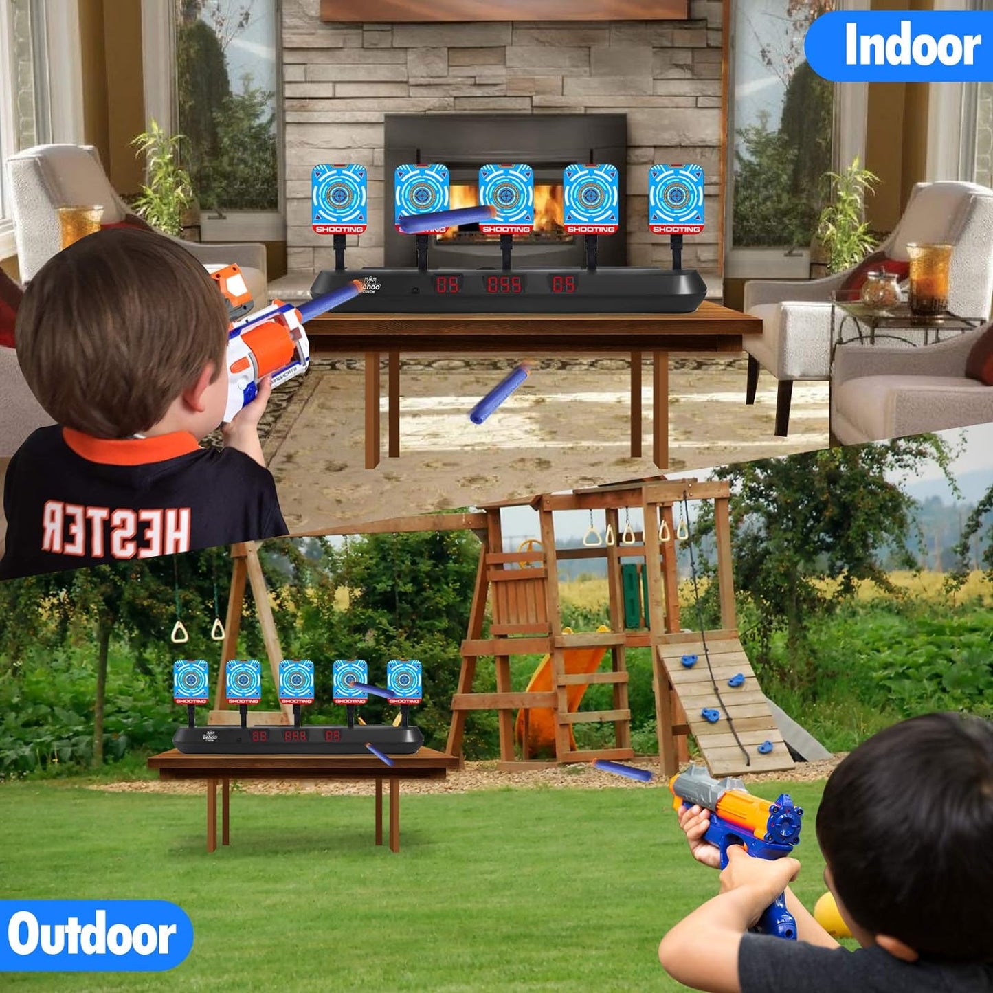 LC Shooting Targets for Nerf, 5 Targets Shooting Games for Kids, Digital Scoring Target, Gifts for 5 6 7 8 9 10 Year Old Boy