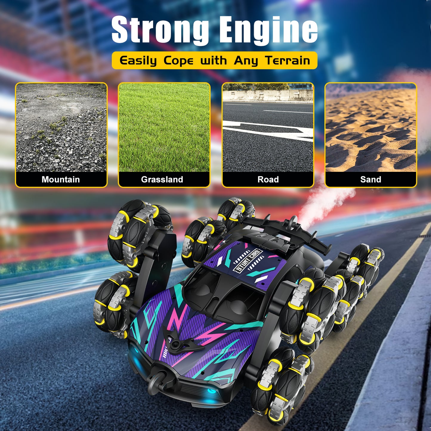 Remote Control Cars, 8WD RC Stunt Cars Toys for 6 7 8 9 10 Year Old Girl Boys, Transform Drift Climbing Racing Vehicle with with Spray, Light & Sound for Kid Age 8-12 Toys Birthday