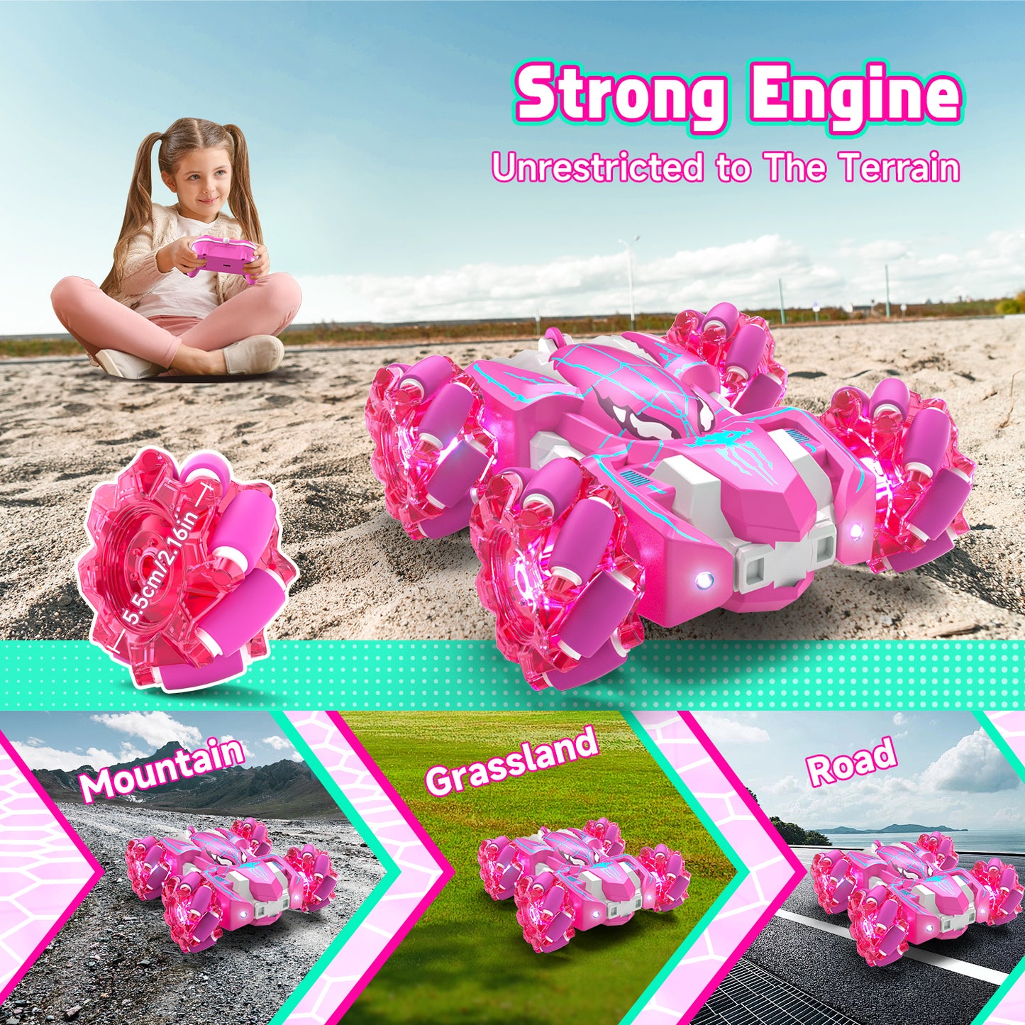 Remote Control Car, RC Cars Toys for 3 4 5 6 7 8 9 10 Year Old Girl Boys, 2.4Ghz Fast Stunt, Double Sided Race Car for Girls Kid Age 8-12 Outdoor Toys Birthday