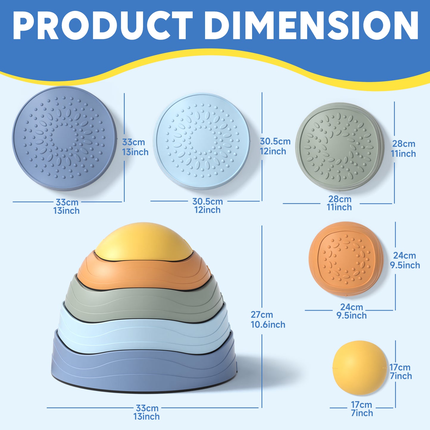 5Pcs Non-Slip Plastic Balance Stepping Stones for kids,up to 220 Ibs for Toys for Toddlers Ages 18 mouth 2 3 4 5+, Indoor and Outdoor Toys Lawn Games