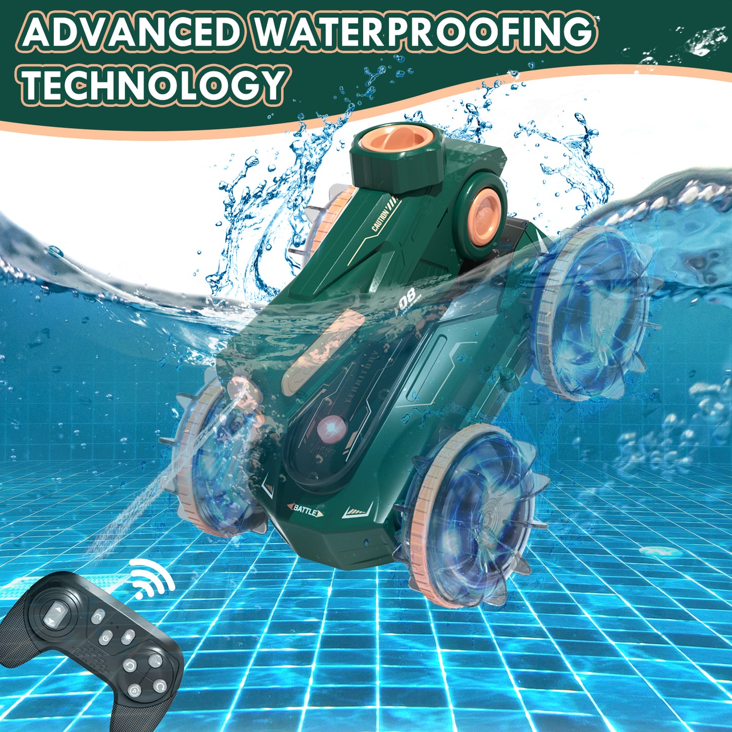 Remote Control RC Car Gifts for Kids 5 to 7 6 8 9 10 11 12 Years Old Boys Girls Birthday Gift - Water Pool Toys Waterproof 4WD Amphibious RC Gesture Stunt Boat with Lights