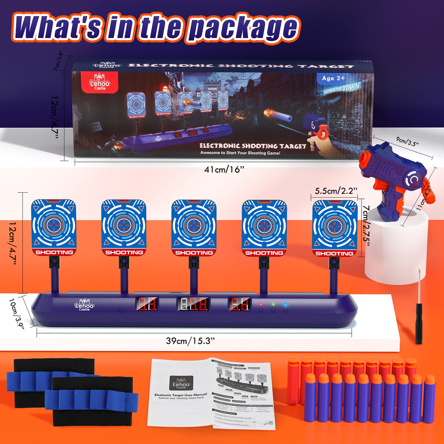 Digital Shooting Targets with Foam Dart Toy Gun, 5 Targets for Nerf Shooting Practice