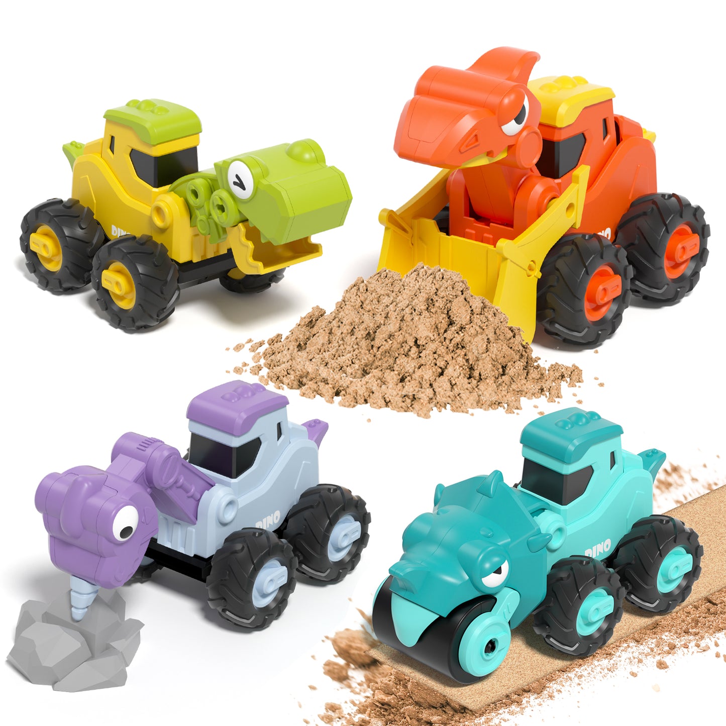 Toys for 1 2 3 Year Old Boy Girl, Construction Vehicle Dinosaur Toy Cars For Toddlers, Pull Back Cars Baby Toys, Press And Go Toy Cars