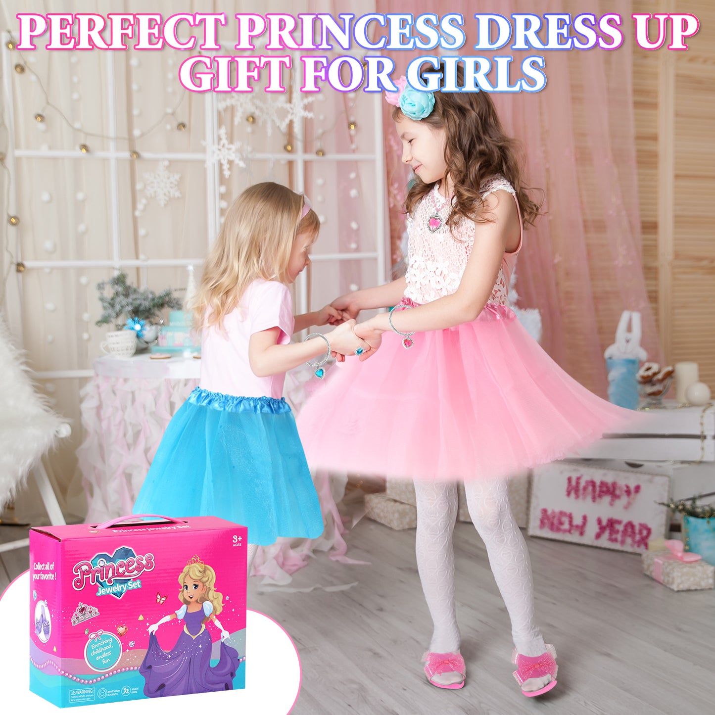 Princess Dress Up Toys & Princess Shoes, Girls Role Pretend Play Birthday Gift for 3 4 5 6 Years old Girl Toddler
