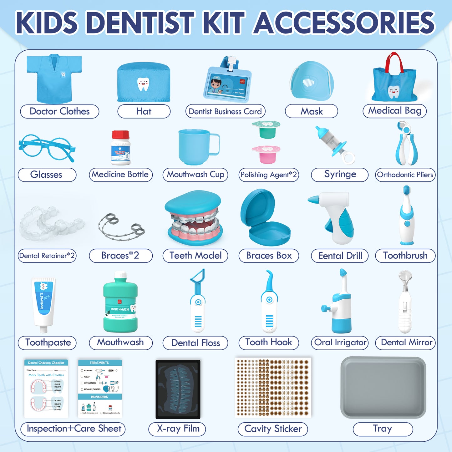 Doctor Kit for Kids, Doctor Playset, Pretend Doctor Kit Dentist Medical Kit with Electronic Stethoscope