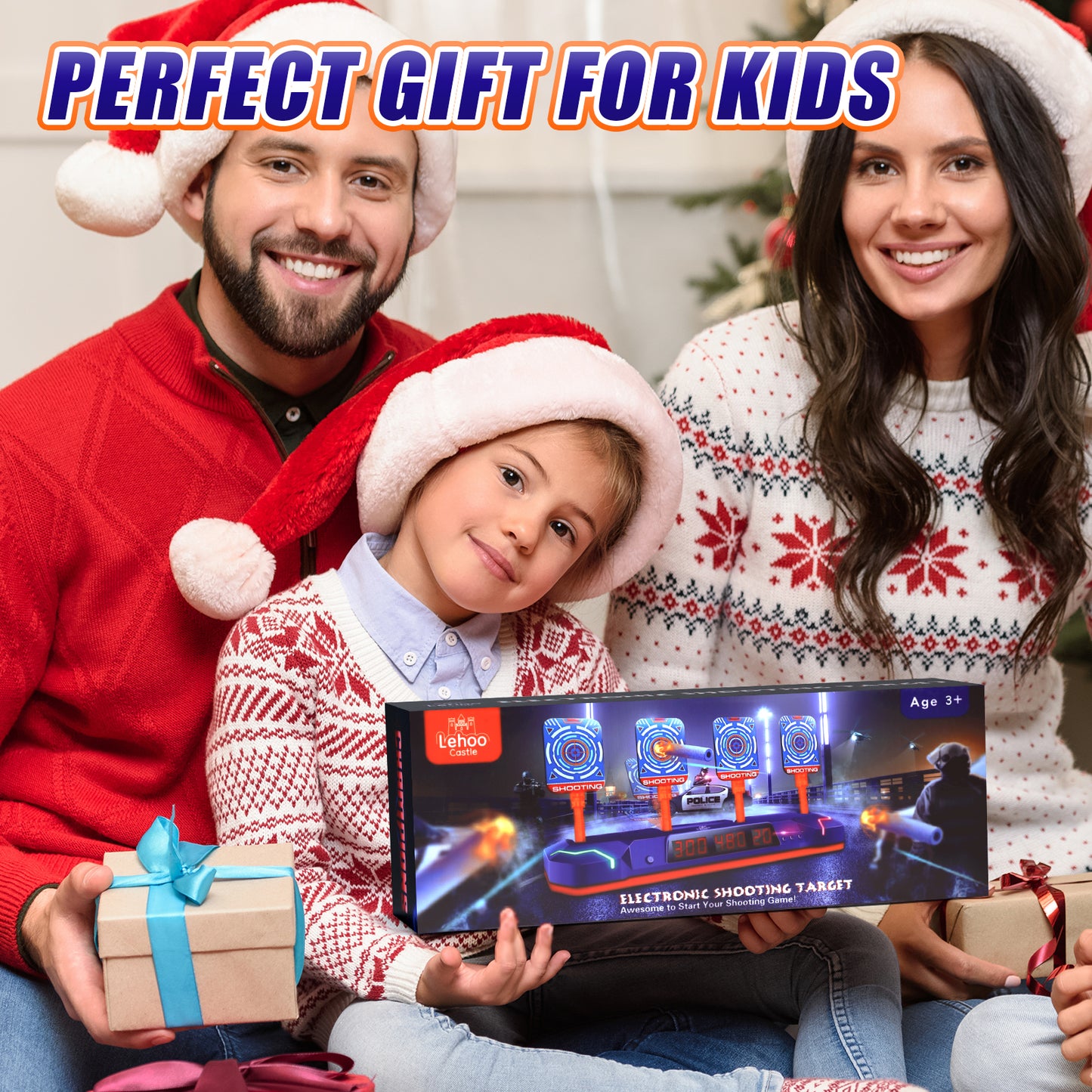 Electronic Shooting Targets for Nerf, Auto Reset Digital Target with LED Light, Shooting Targets Toy for Kids Boys Girls 4 5 6 7 8 - Blue