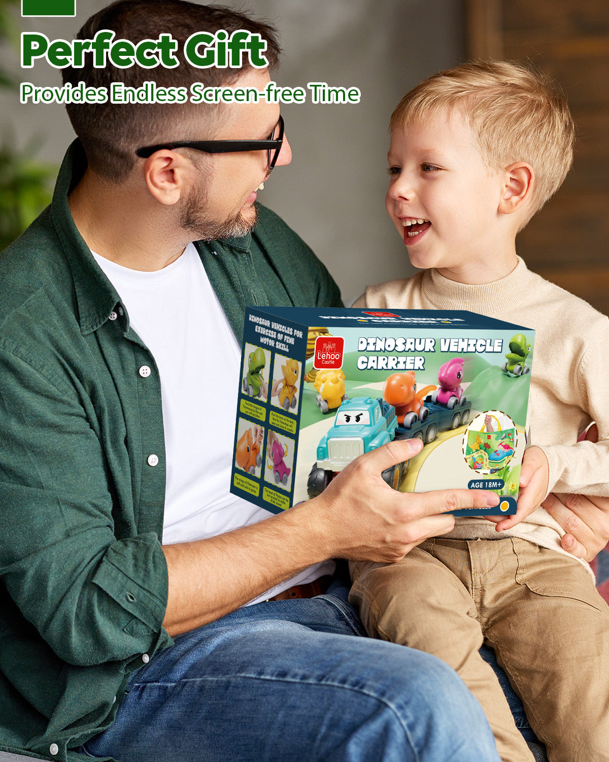 Toys for 1 2 3 Year Old Boys, Dinosaur Toy Cars For Toddlers, Pull Back Cars Baby Toys, Press And Go Toy Cars, Friction Powered Truck Toy With Storage Bag