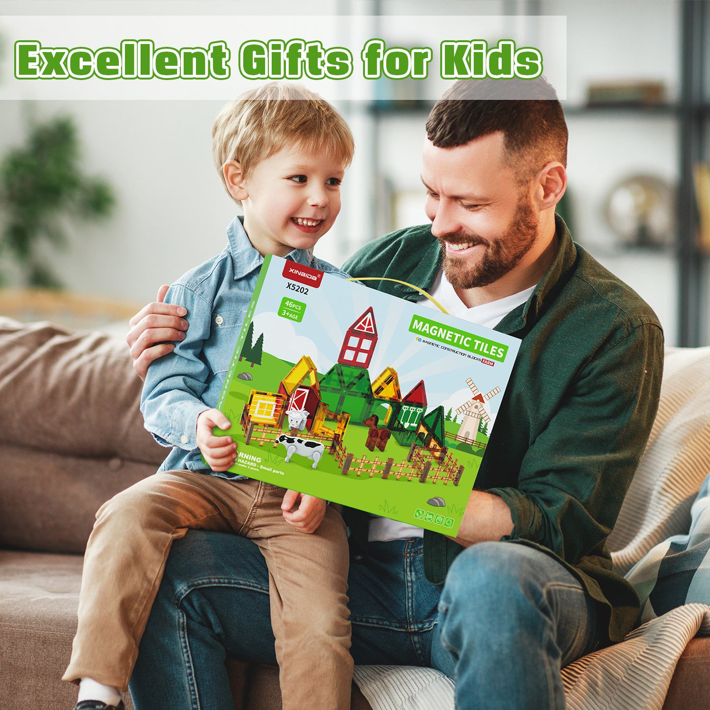 Magnetic Tiles Farm Animal Garden Toddler Toys Set, Toys for 3 Year Old Girl Boy, Kids Magnetic Building Blocks STEM Montessori Sensory Educational Learning Magnet Toys for Ages 3-8