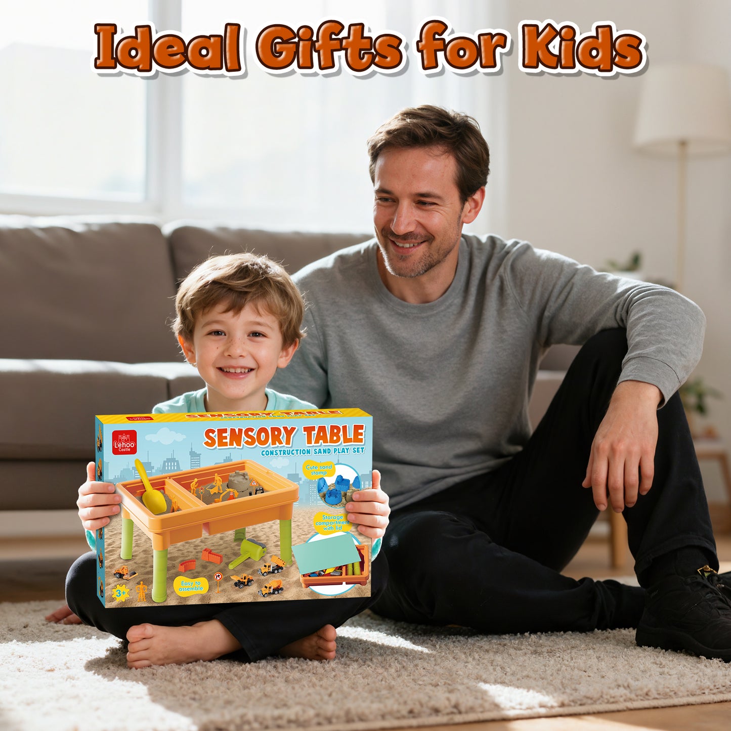 Sensory Table with Sands, Sand Table and Water Play Table Beach Toy for Kids, Indoor Outdoor Use, Sensory Toys for Toddler Age 3-5