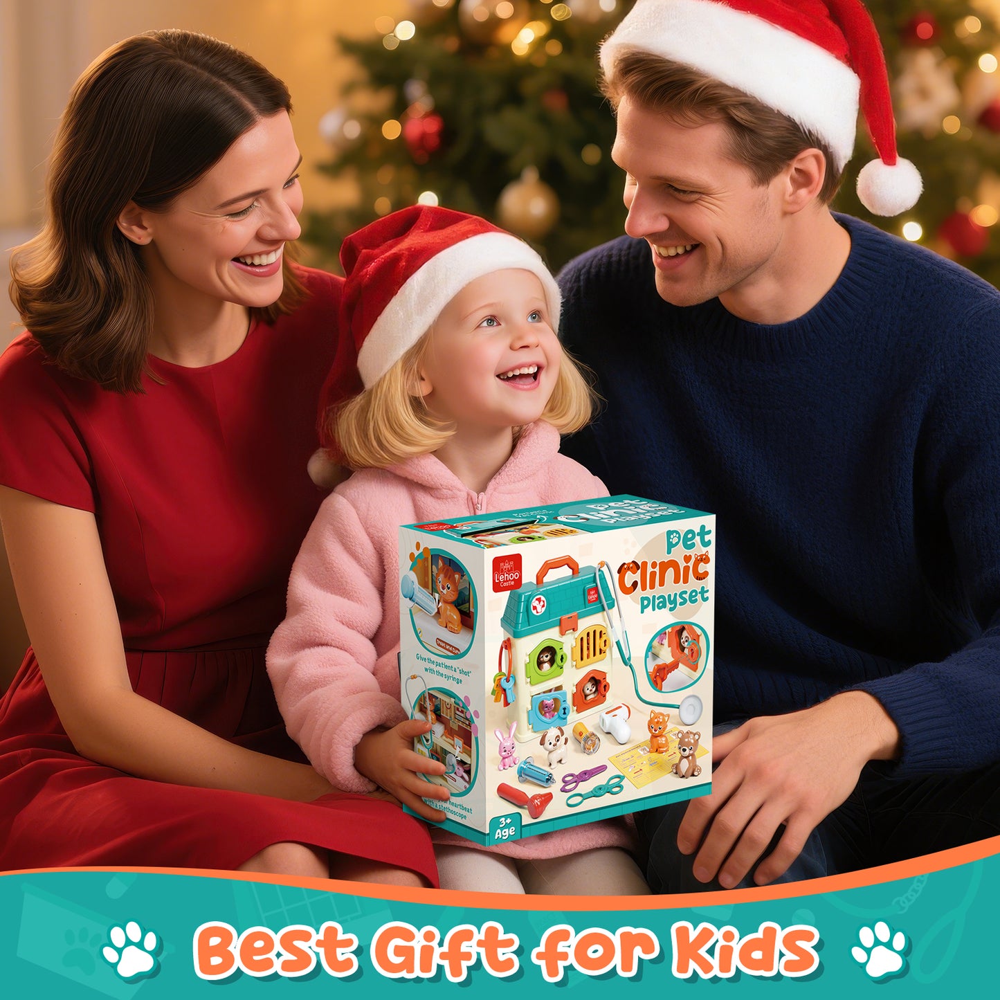 Pet Vet Toy Doctor Kit for Toddler, Pretend Play Set Vet Clinic Toys, Pet Care Playset Animal with Medical Accessories, Hospital Pretend Play Set Vet Toys for 2 3 4 5 6 Year Old Boys Girls Gift