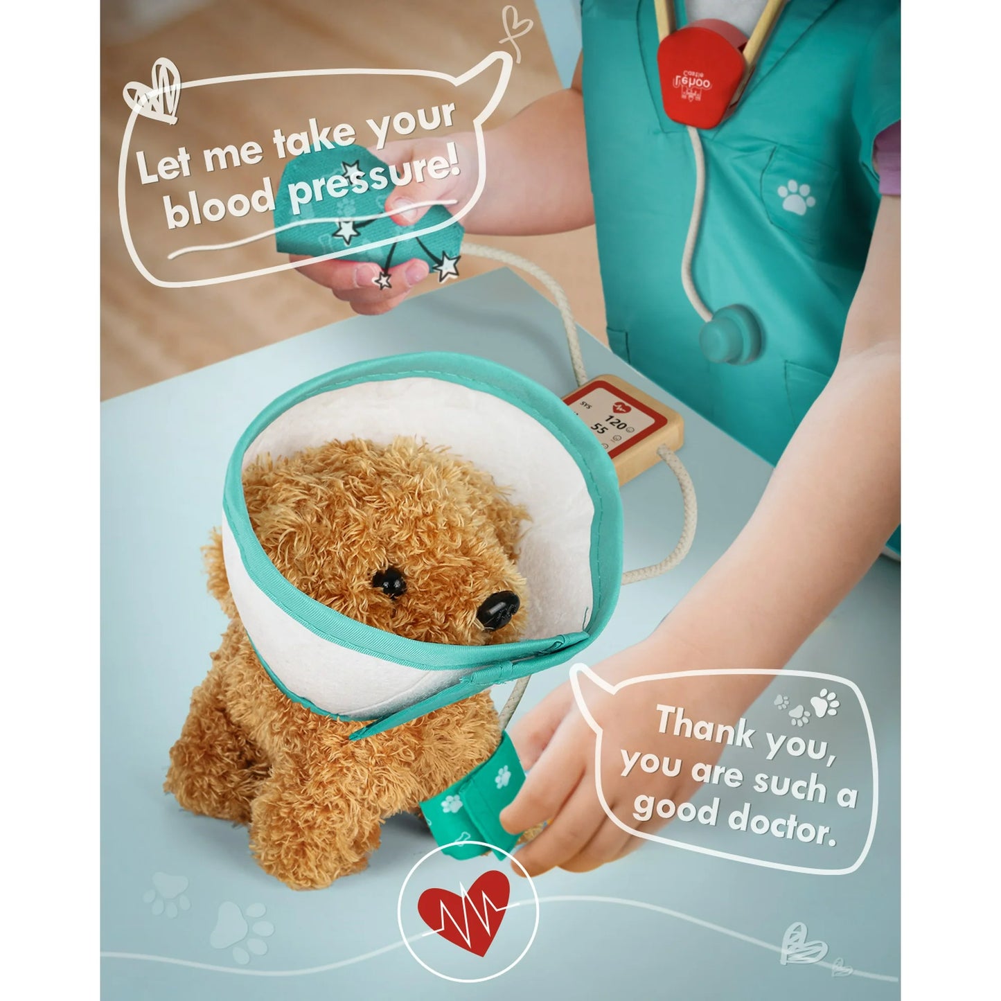 Lehoo Castle Pets Doctor Kit Toy, 21Pcs Pretend Play Pet Doctor Set for Toddlers, Realistic Wooden Medical Kit Role Play Set, Gifts for Boys Girls 3+ Years