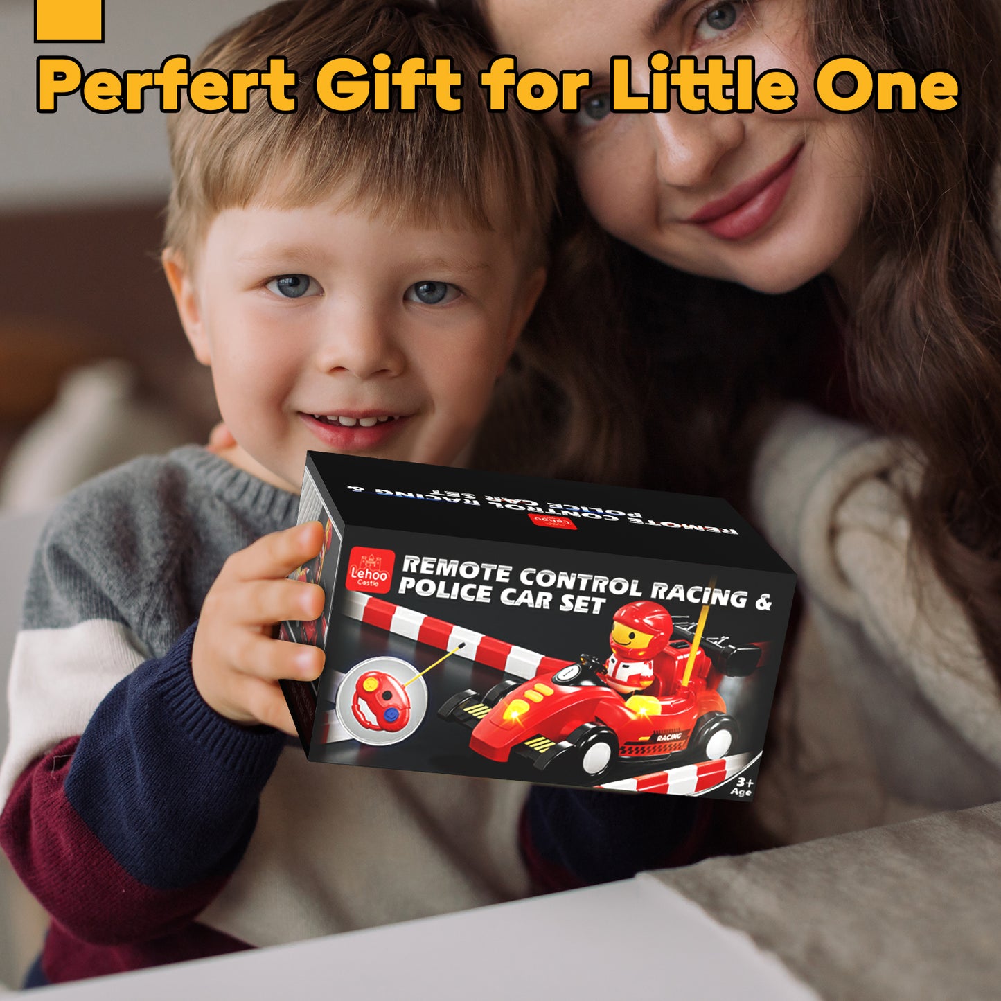 Remote Control Cars for Toddlers, RC Car for Kids with Lights & Music, Boys Toy Cars, Cartoon Race Car for Boys & Girls 2-5 Years Old Birthday Gift