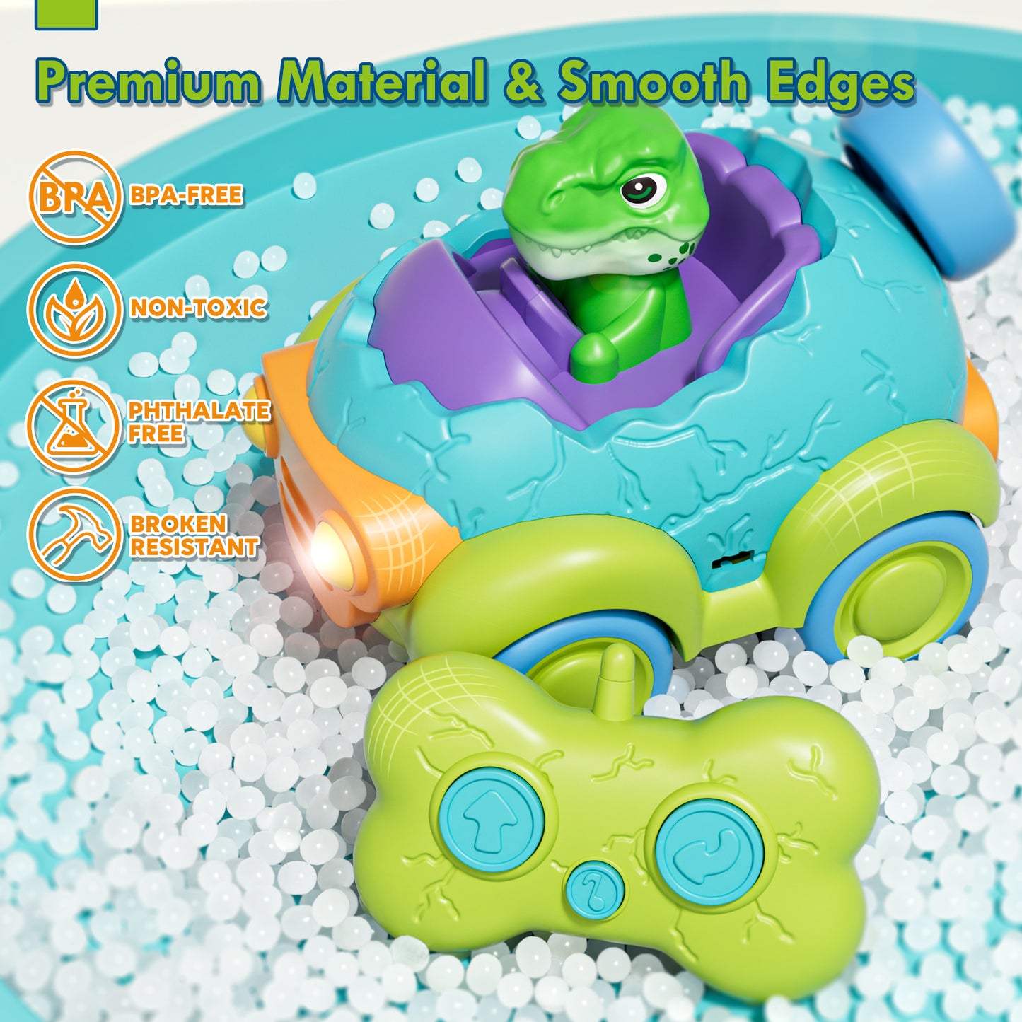 Remote Control Car for Toddlers, Rechargeable RC Cars for Toddler Toys 2-3, Dinosaur Toys for Ages 2-4 with Lights & Music, 2 3 4 Year Old Boy Toys