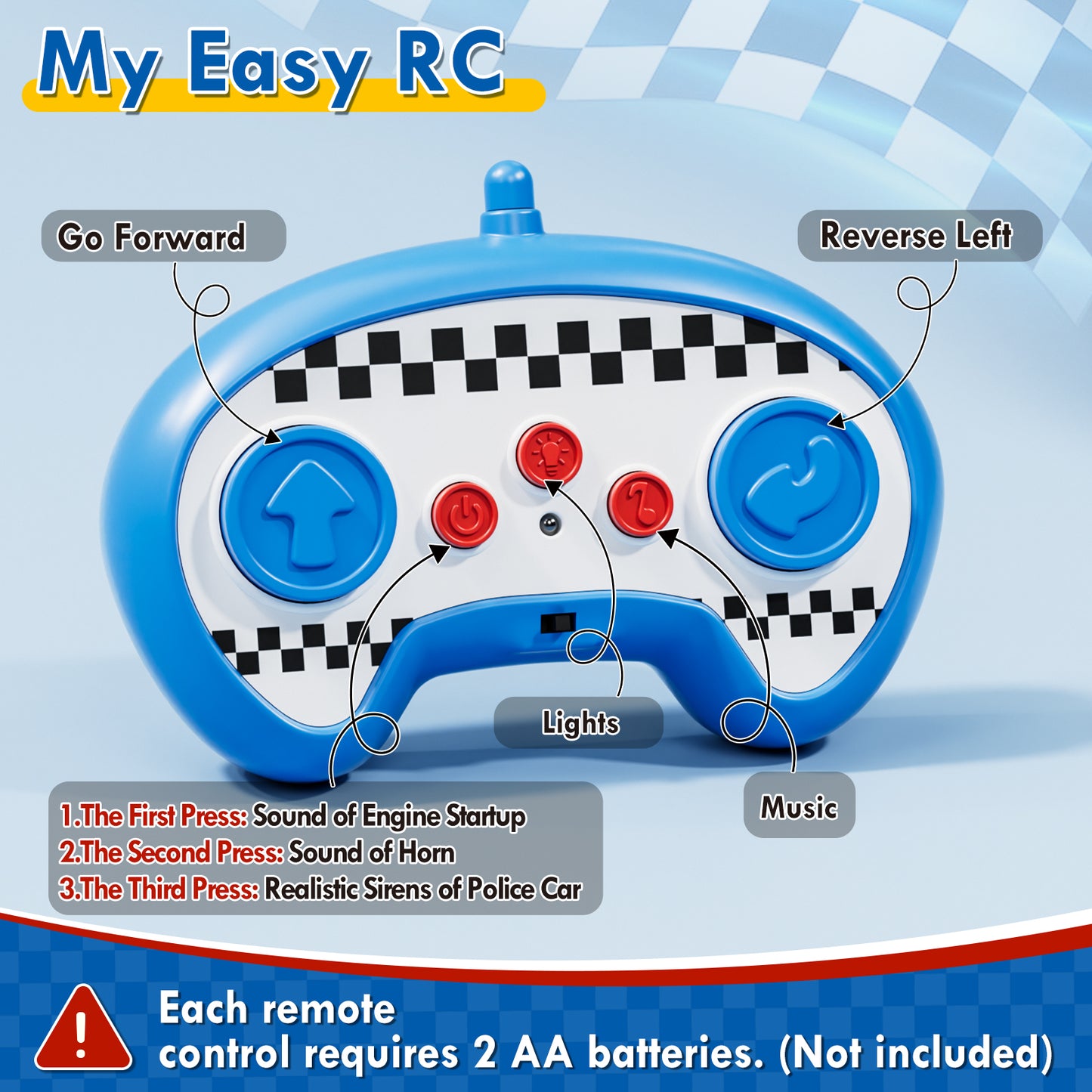 Toys for 2 Year Old Boys Toys, Rechargeable Remote Control Car for Toddler, Kids Toys Age 2 3 4 5, Police Car with LED Lights & Music, Gifts for Toddler Boys 18+ Months