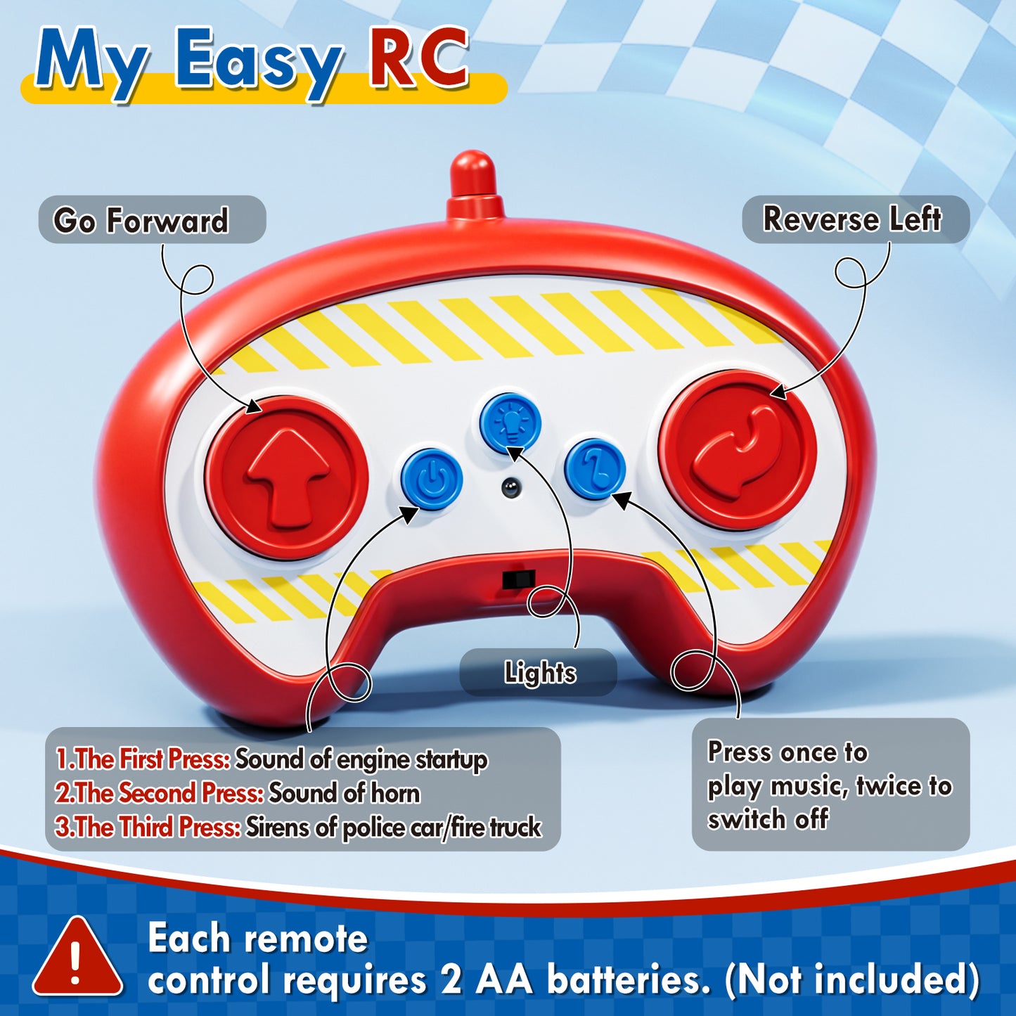 Toys for 2 Year Old Boys Toys, 2 Rechargeable Remote Control Car for Toddler, Kids Toys Age 2 3 4 5, Police Car and Fire Car with LED Lights & Music, Gifts for Toddler Boys 18+ Months