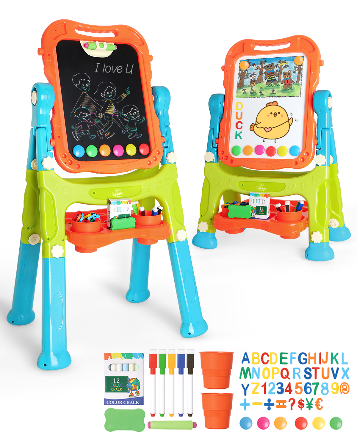 Easel for Kids,4 in 1 Double Sided Kids Art Easel Drawing Board with Painting Accessories