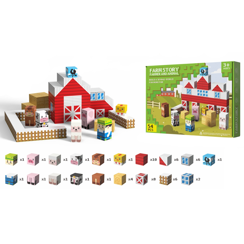 Magnetic Blocks Tiles Forest Animal Toddler Toys Set, Toys for 3 Year Old Girl Boy, Kids Magnetic Building Blocks STEM Montessori Sensory Educational Learning Magnet Toys for Ages 3-8